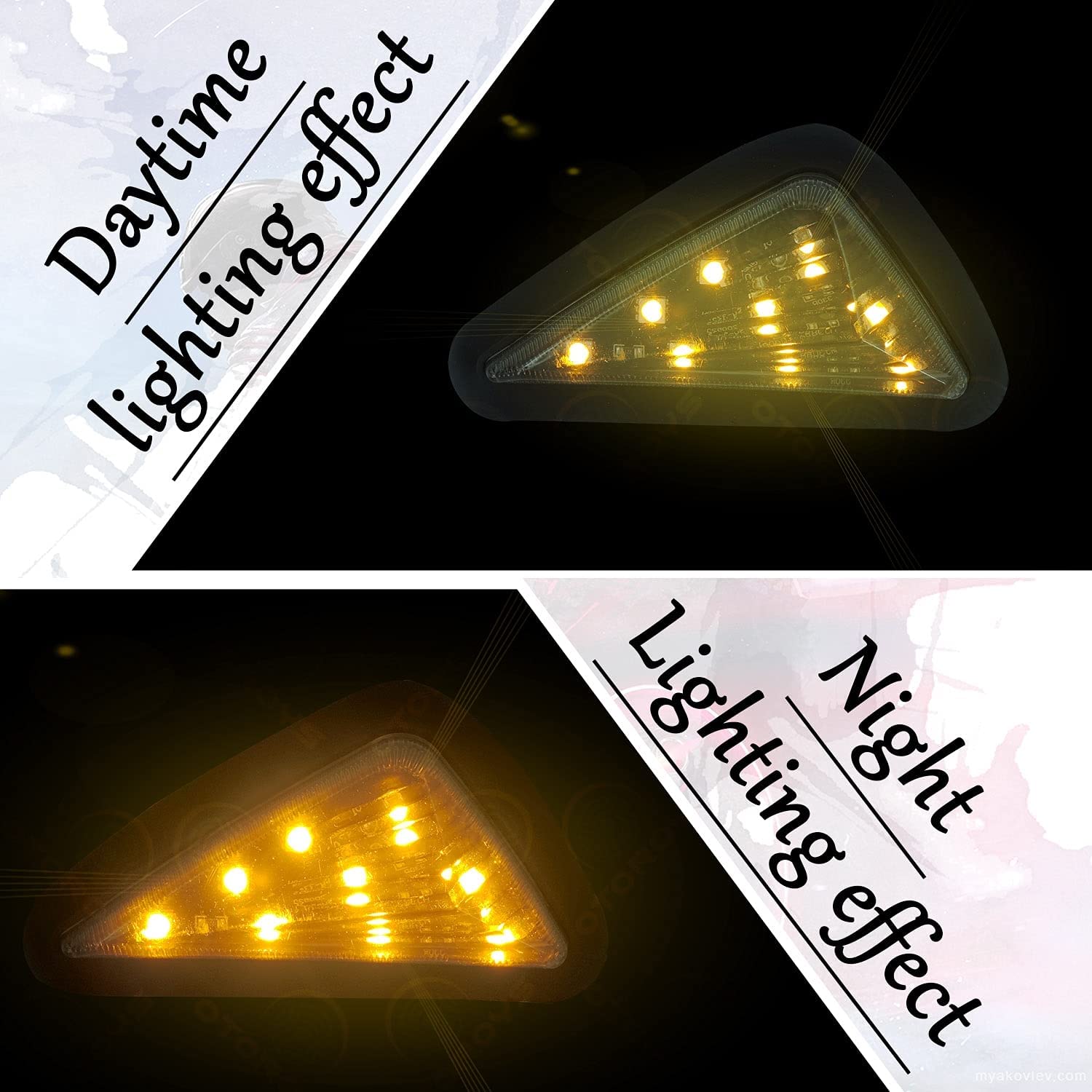 MIKANIX Universal Smoke Triangle Flush Mount LED Turn Signals Blinker/Indicator For All Bikes