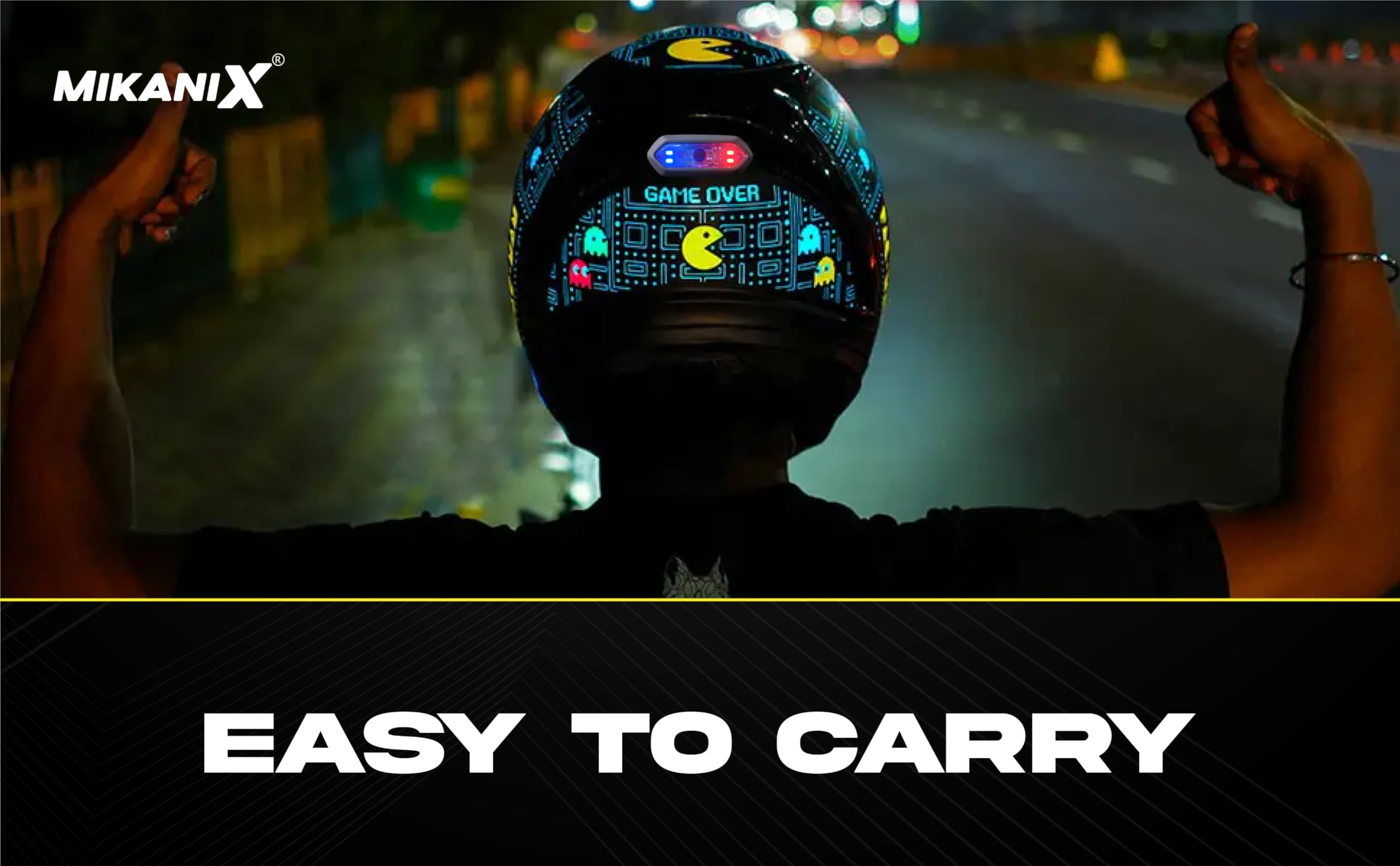 MIKANIX Combo Pack of 2 ABS Universal Helmet Safety LED Lights I 1 Blue-Red PCR Emergency Light & 1 Red Safety Warning Light for Night Riding and Visibility