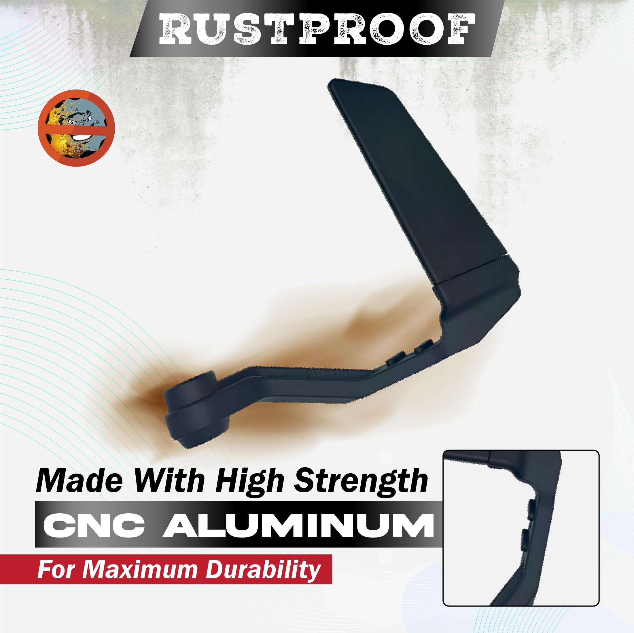 MIKANIX Universal Bike Handlebar Rear View Mirrors | 180° Rotating Side Mirror Set for Motorcycles and Scooters | Wide Angle Adjustable Convex Glass | Black