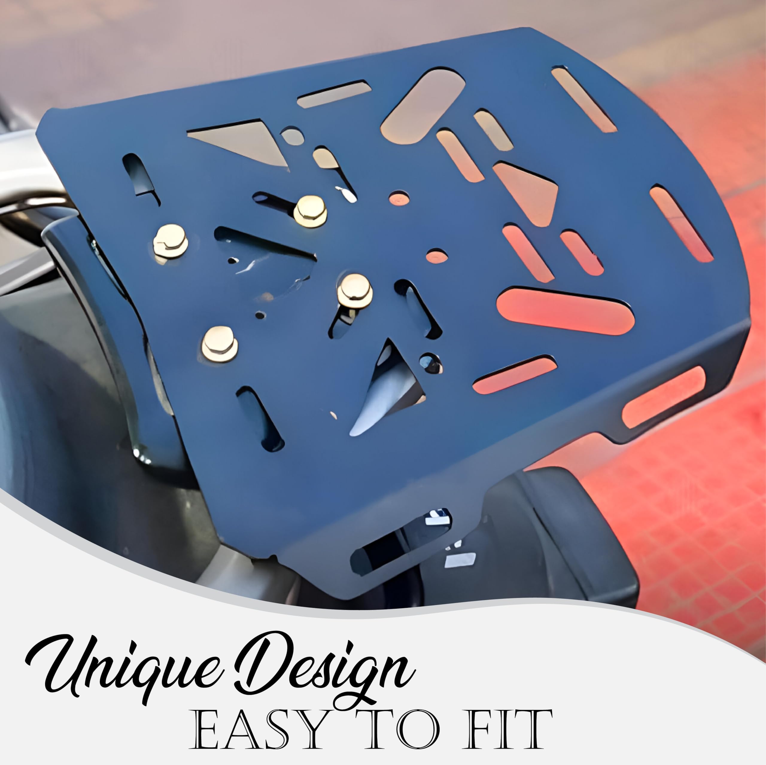 MIKANIX Bike Rear Luggage Carrier Plate | Metal Back Rack Mount for Top Box & Bags | Carrier Bracket with Unique Design Universal Fit for Motorcycle and Scooters