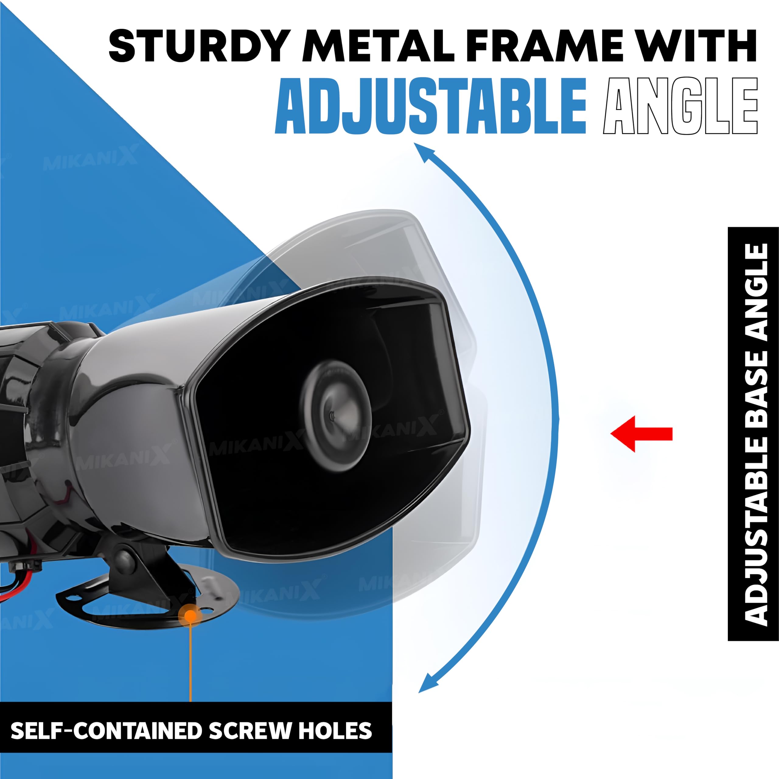 MIKANIX 7 Tone Police Car & Bike Siren Horn Hooter with Mic | PA Speaker System | Super Loud Sound | DC 12V | Remote Control Alarm Buzzer