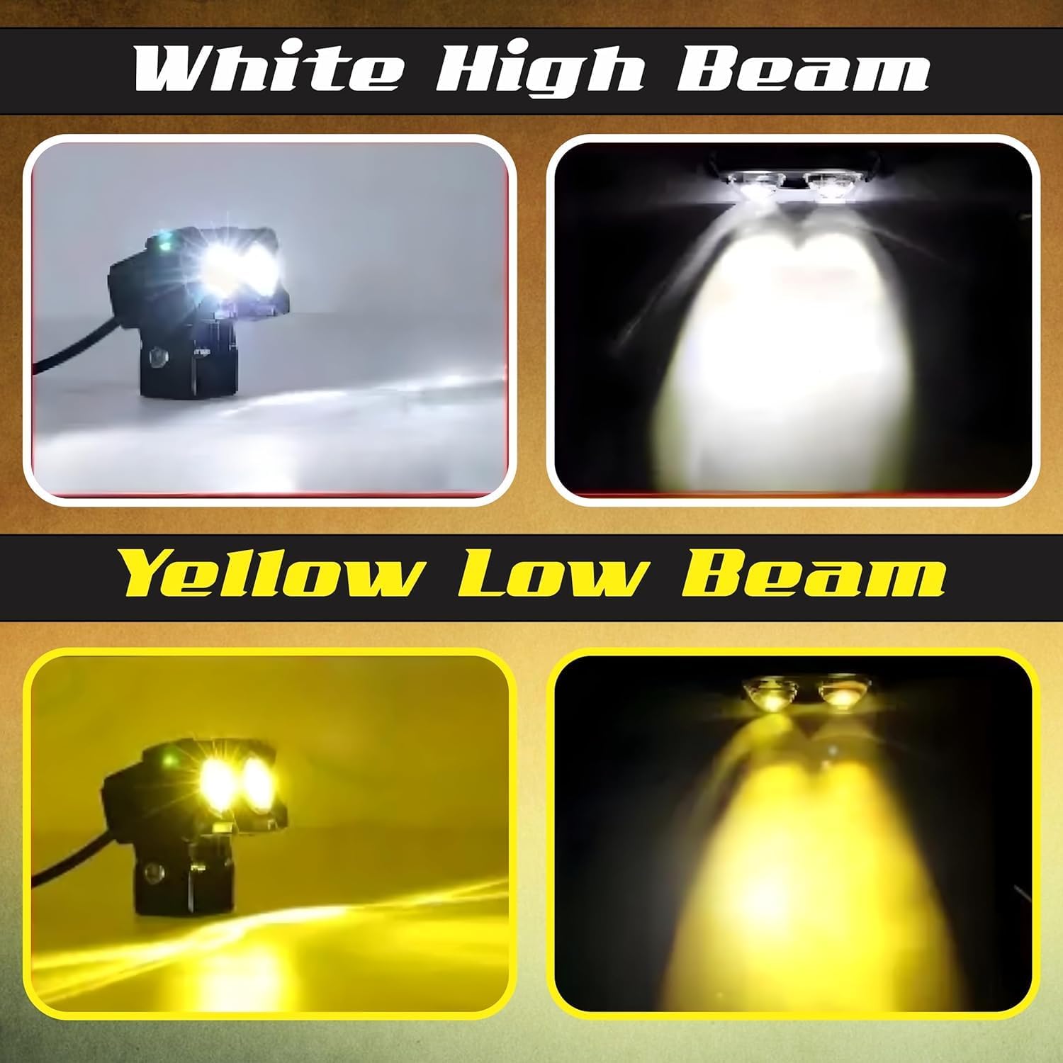 MIKANIX Super Bright LED Fog Light Lens Projector With HD Lens Dual Color White | Yellow With High & Low Beam For All Motorbike, Scooty & ATVs
