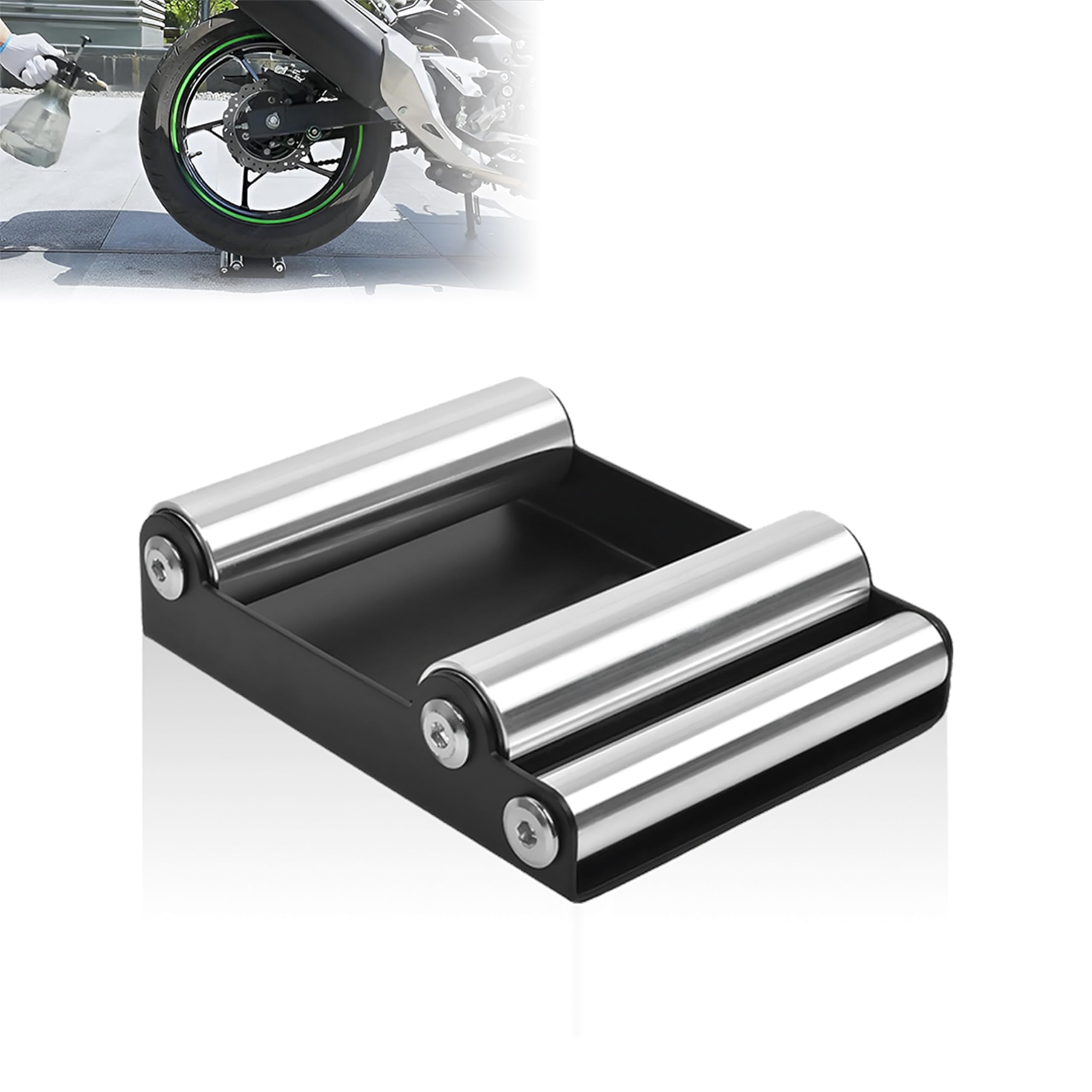 MIKANIX Paddock Stand Wheel Roller for Motorcycle Chain Cleaning & Lubrication | Portable Bike Maintenance Tool for Easy Wheel Rotation & Smooth Ride 120