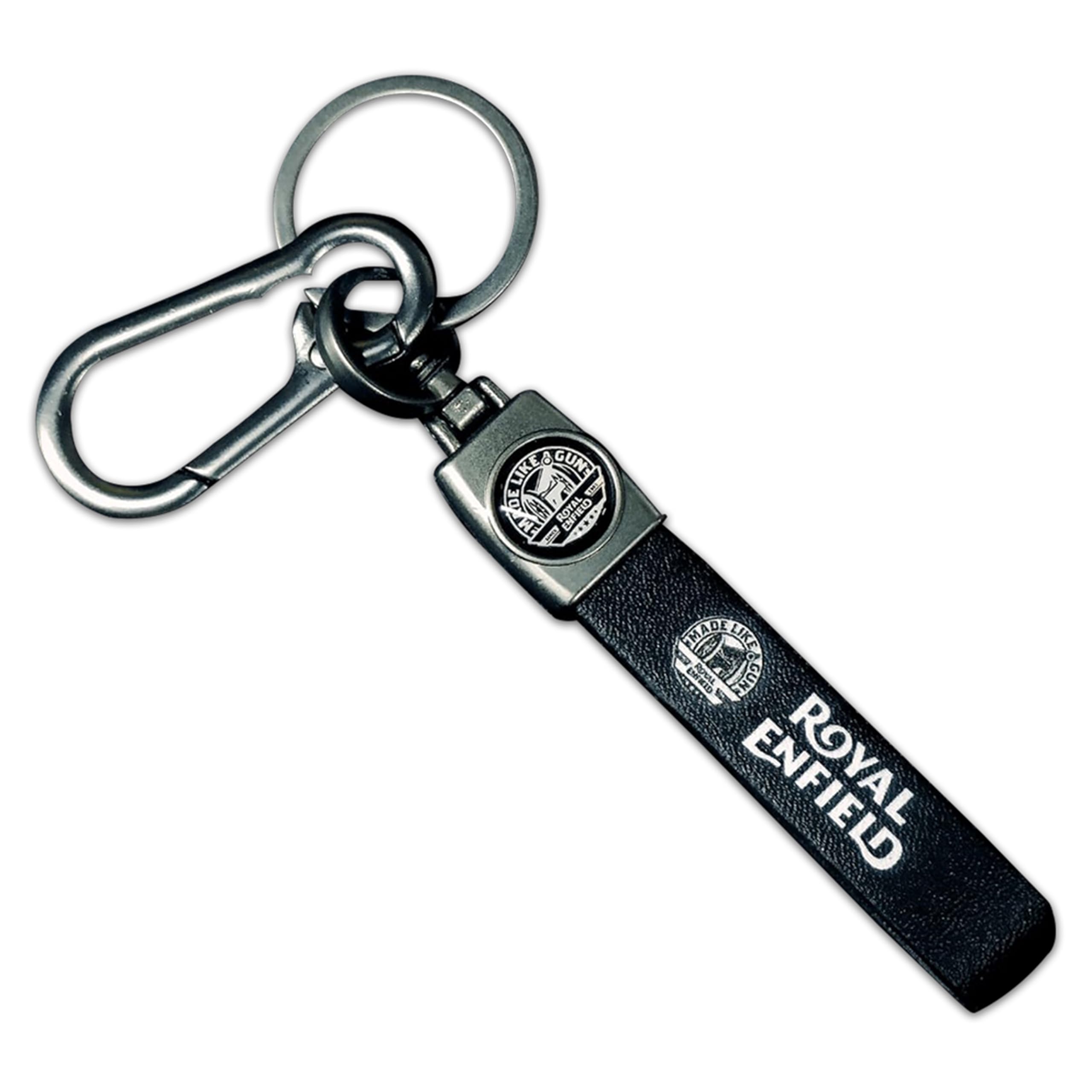 OBEROI'S TRADERS Premium Leather Anti-Rust Metal Key Chain/Key Ring With Locking Hook Suitable For Royal Enfield All Bikes