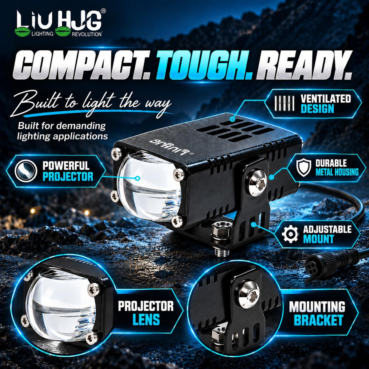 MIKANIX LIU HJG 60W Mini Driving Light | Universal LED Fog Lights for Motorcycle & Car with Devil's Eye | Super Bright Auxiliary Projector Lamp (Set of 2)