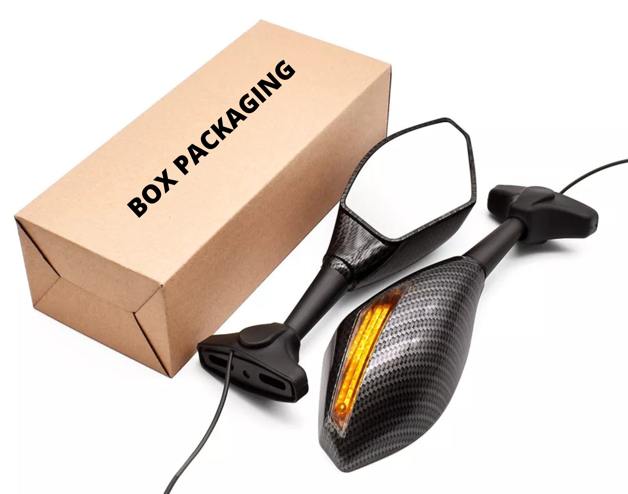 MIKANIX R15 V4 / M Double Side LED Light Turn Signal Carbon Mirror With 360° Adjustable Handlebar Rear View Mirror