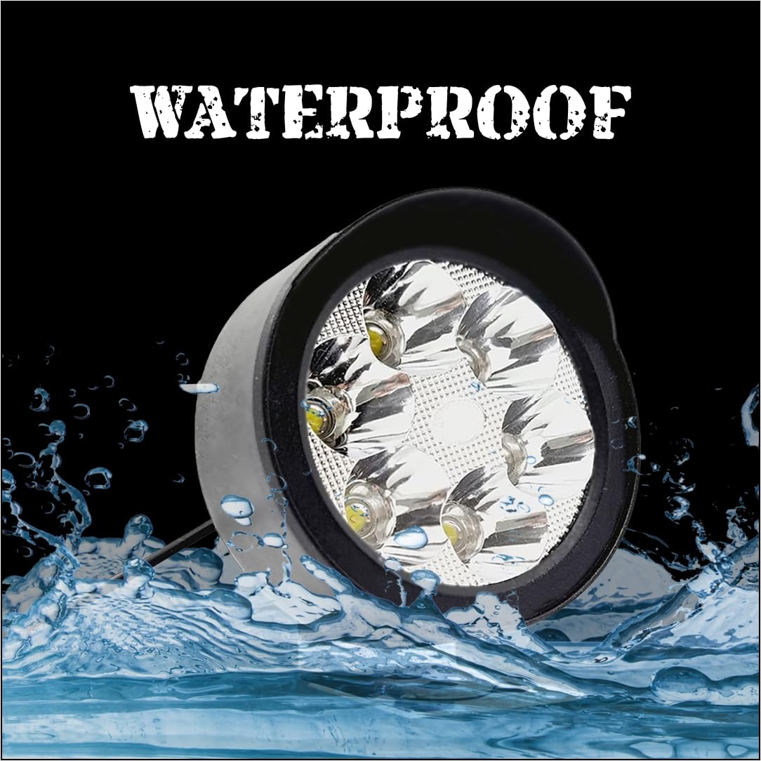 MIKANIX 6 LED Round Cap Fog Lights/Lamp Pair for Bikes and Cars High Brightness With On/Off Switch Button