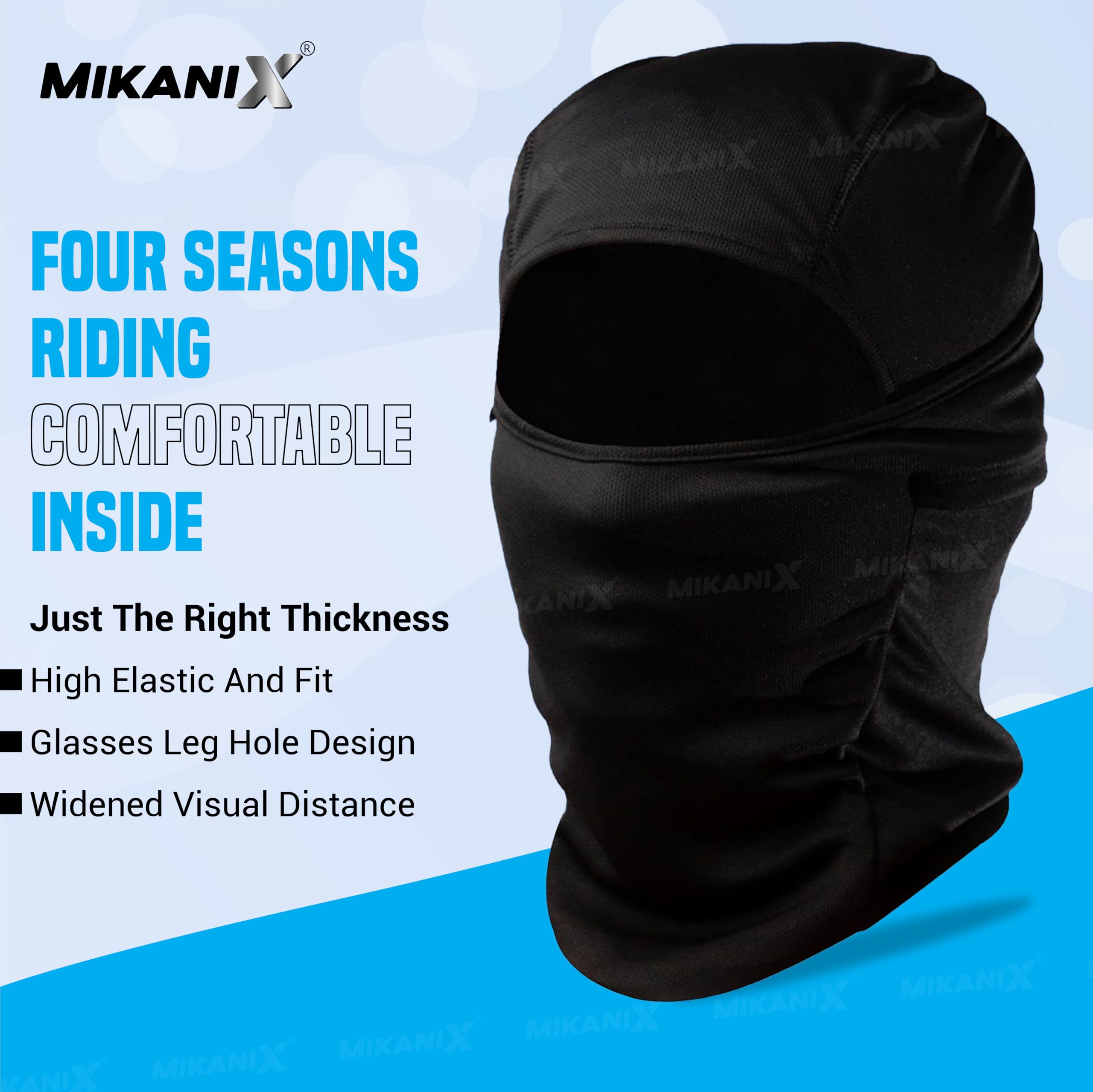 MIKANIX Universal Motorcycle Riding Combo Full Face Balaclava & Off-Road MX Goggles Set for Dirt Bike, ATV, Snowmobile | Windproof, UV Protection, Breathable Gear