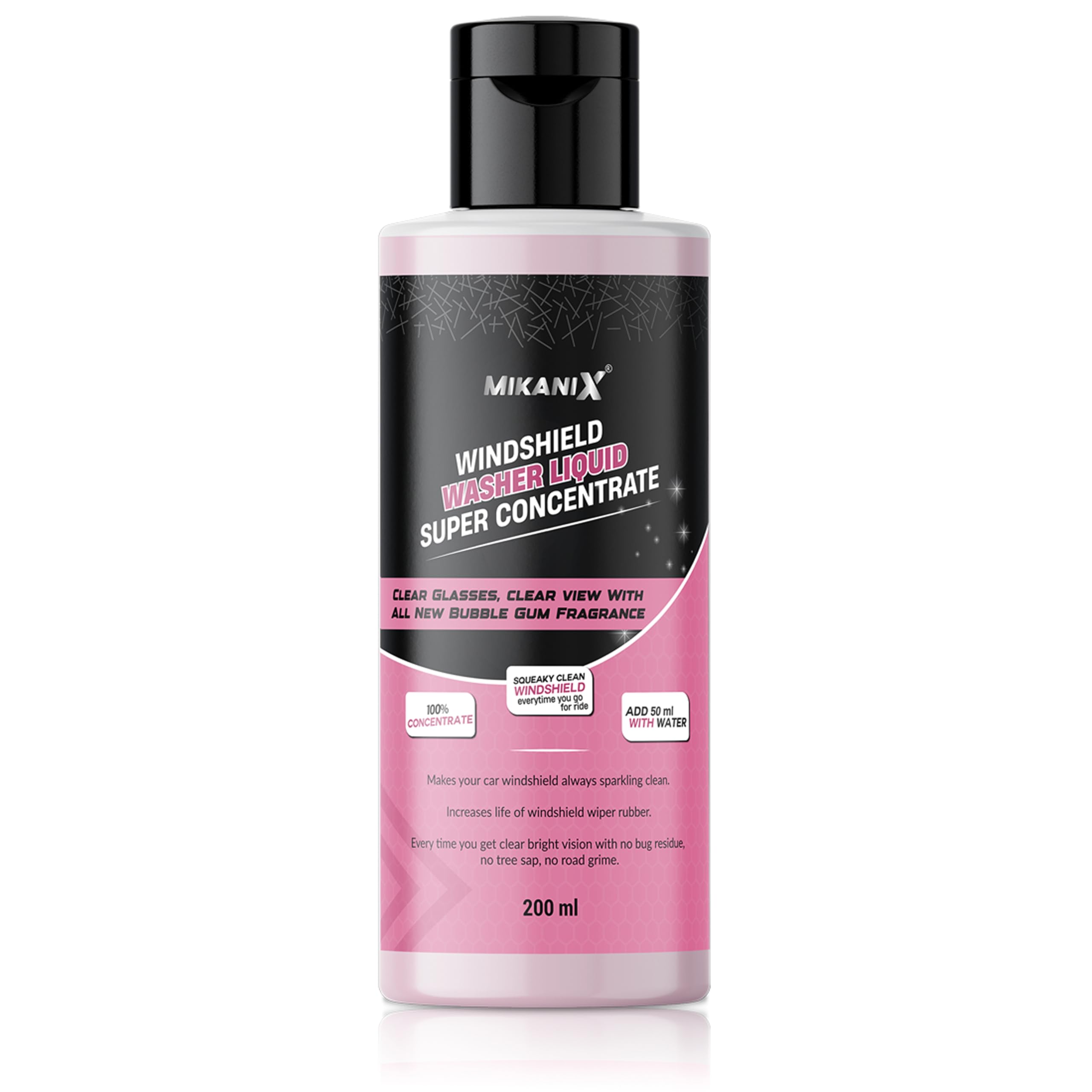 MIKANIX Windshield Washer Fluid For Car | Car Glass & Wiper Cleaner Liquid | Concentrate Form | To Remove Dirt, Grime and Bugs | Improve Visibility | Antifreeze Protection