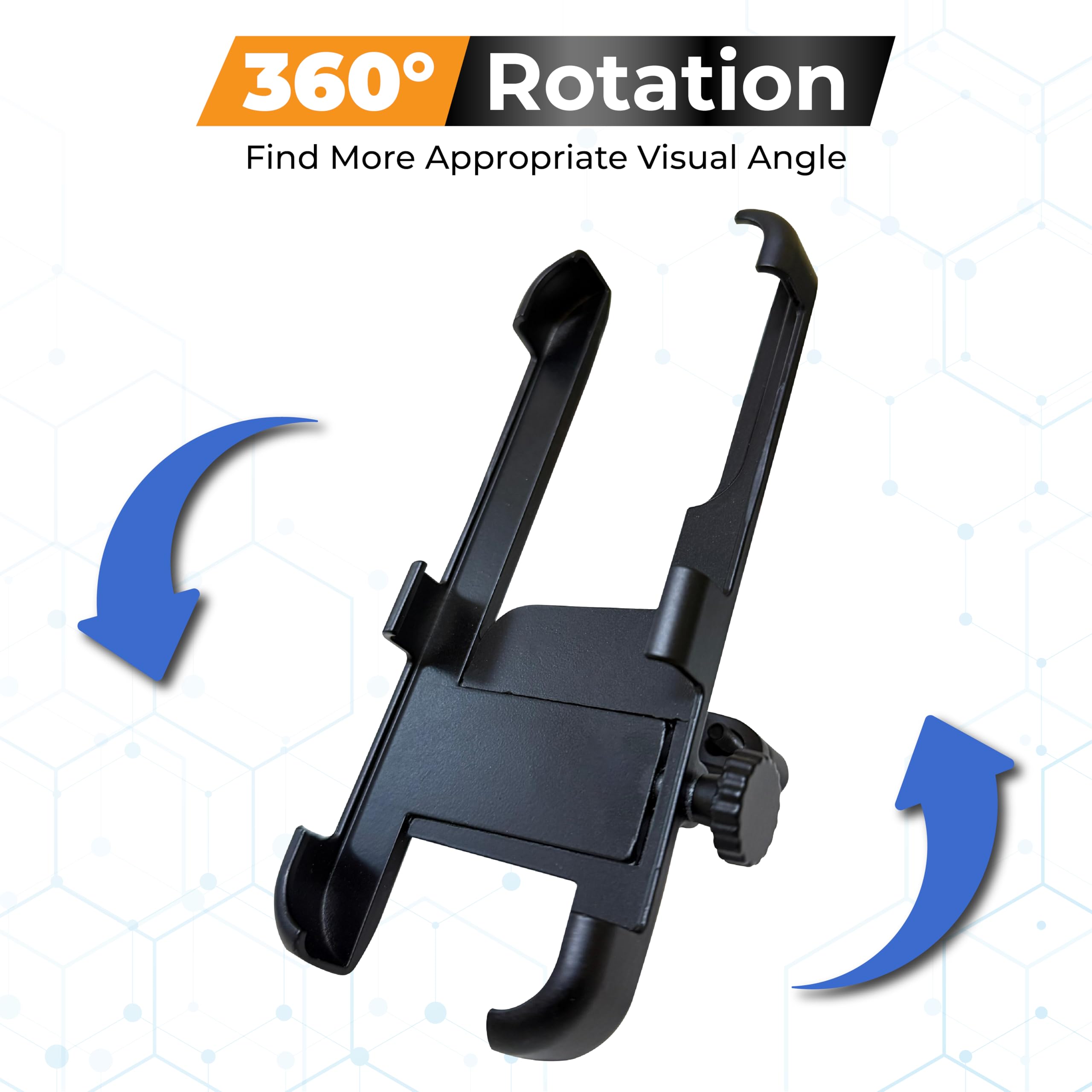 Mikanix Motorcycle Phone Mount, 360-Degree Rotation, Universal Handlebar Mount for Mobile Phones 4-6.5 Inch, Metal Construction, Black