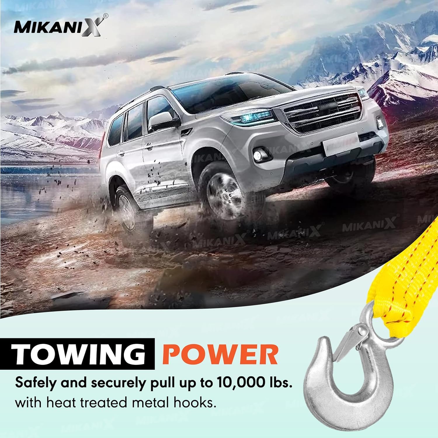 OBEROI'S TRADERS Heavy Duty Car Towing Strap Cable Belt Rope 5 Meter with Forged Hooks | Nylon, 3000 kg Pull Capacity