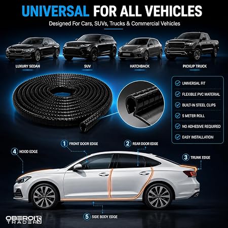 MIKANIX White Car Door Edge Guards Flexible U Shape Rubber Car Door Protector Strip, No Glue Universal Fit Weatherstripping for Cars