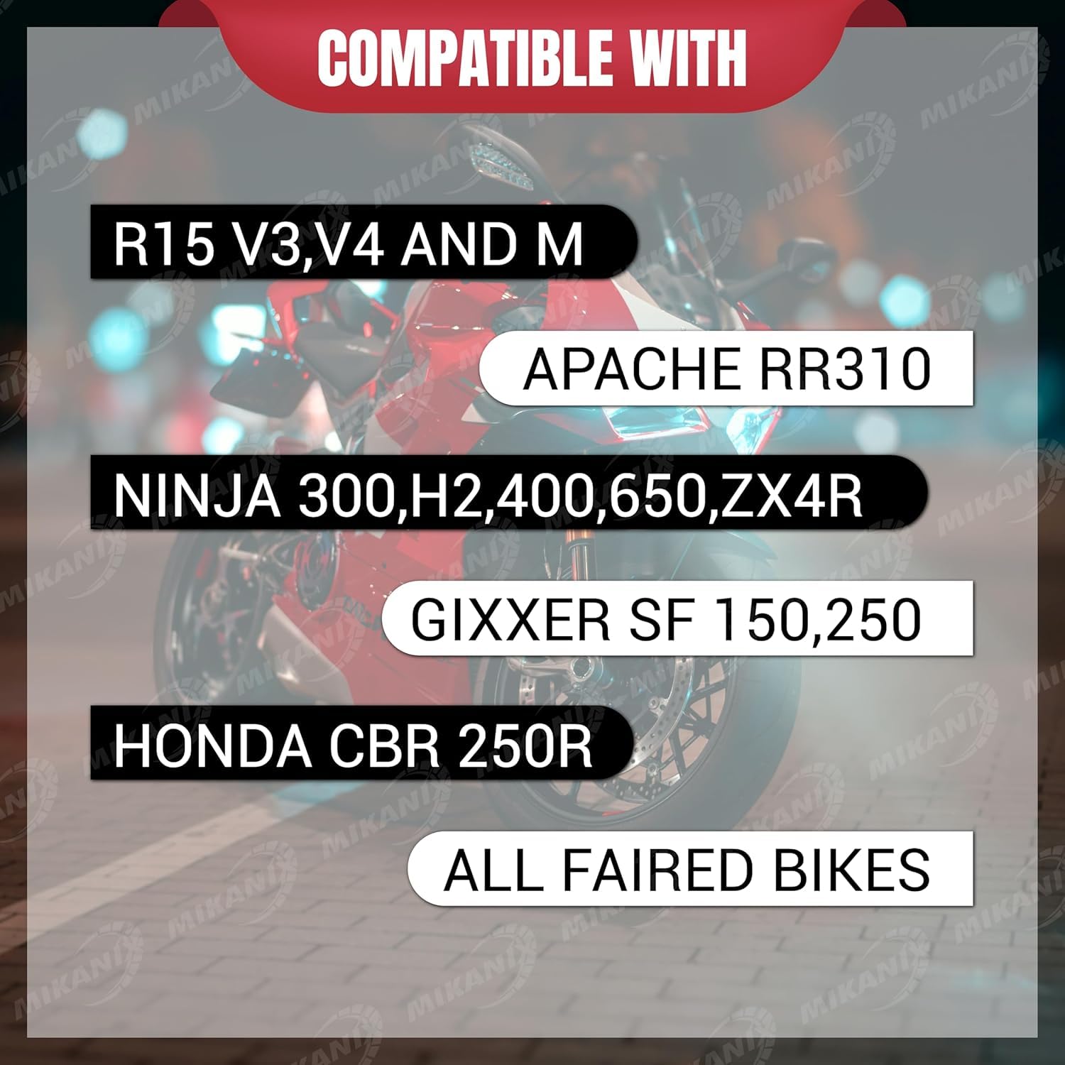 MIKANIX R15 V3, V4 & M Bike Adjustable Rear View Side Mirror with Turn Signal Led Indicator for All Fairing Bikes