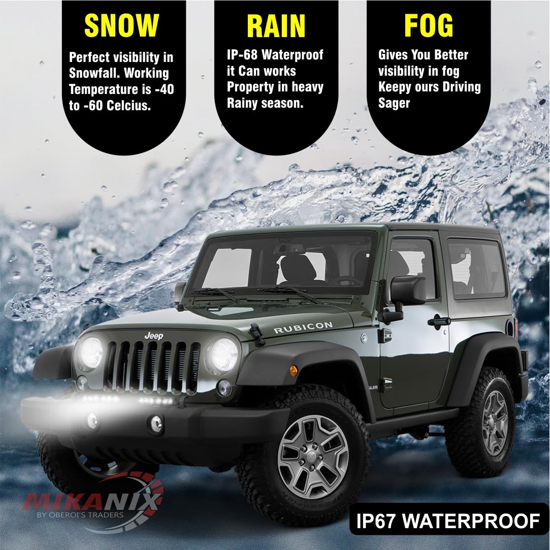 MIKANIX Universal 6 LED Bar Flash Light | Switch Button 6500K Super Bright Fog Light Lamp | Spot Work|Off Road Driving With Flashing/Blinking Mode For Bike, SUV Car & Truck