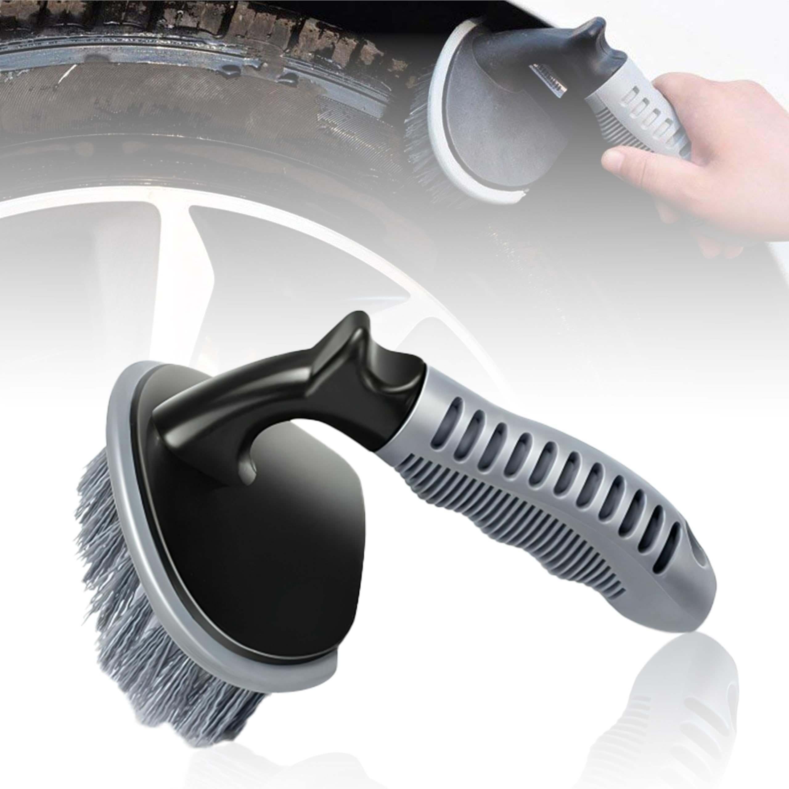 OBEROI'S TRADERS Car & Motorcycle Wheel/Tyre Cleaning Brush to Remove Mud, Dirt and Brake Dust for Vehicle Cleaning & Washing Tool