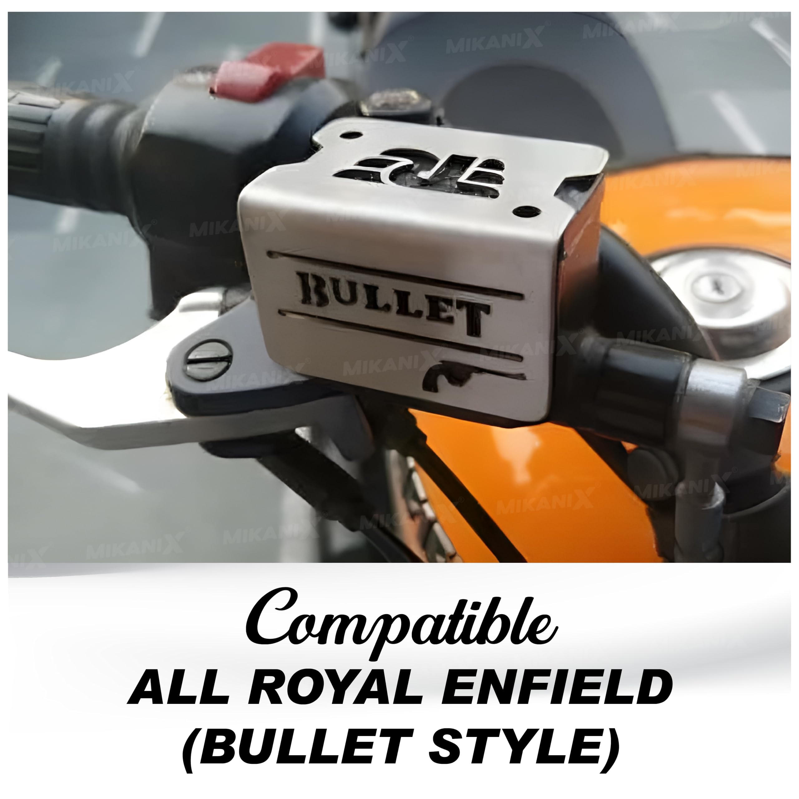 OBEROI'S TRADERS Stainless Steel Disc Brake Fluid Oil Reservoir Cap/Cover Oil Container Guard Compatible with All Royal Enfield Motorcycles