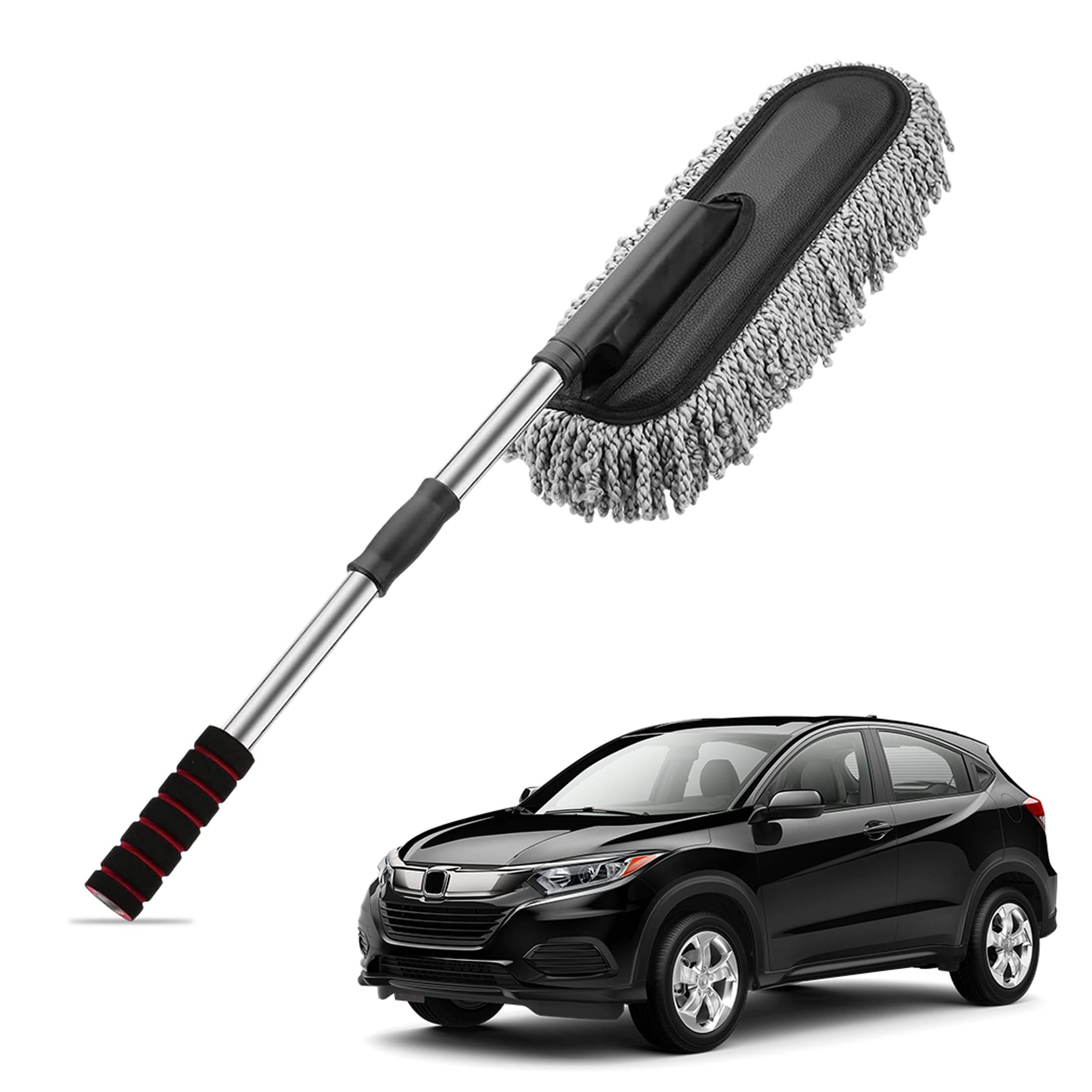 OBEROI'S TRADERS Car Duster, Extendable Long Handle Microfiber Cleaning Brush with Removable Microfiber Mop Head & Long Handle | Scratch-Free, Lint-Free, Washable | Ideal for Car, Bike, SUV Cleaning