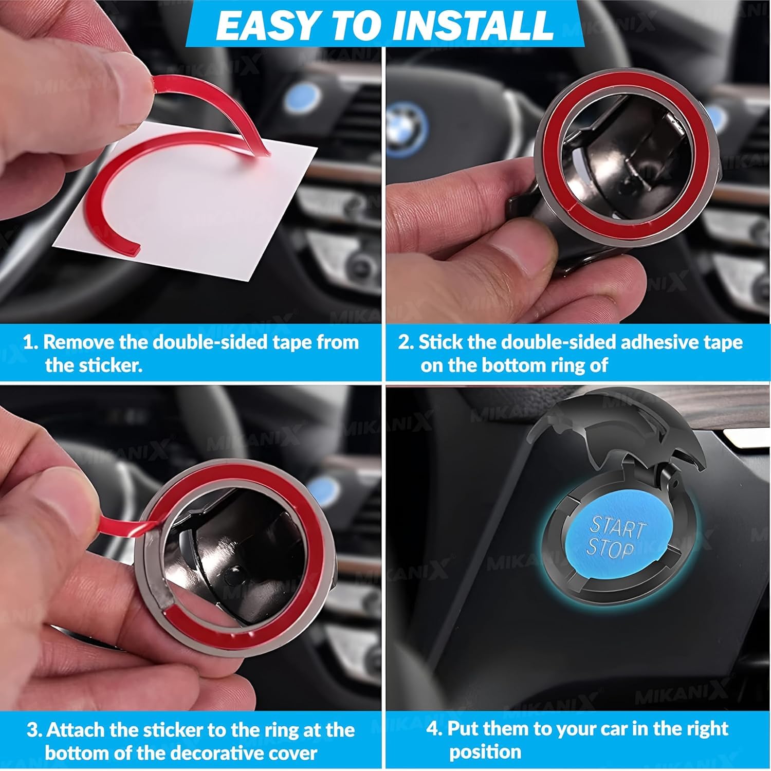 Car Engine Start Stop Button Iron Man Style Cover I ABS Material, Sticky Adhesive, Push Start Ignition Protective Cove, Decorative Auto Accessories Universal for All Cars