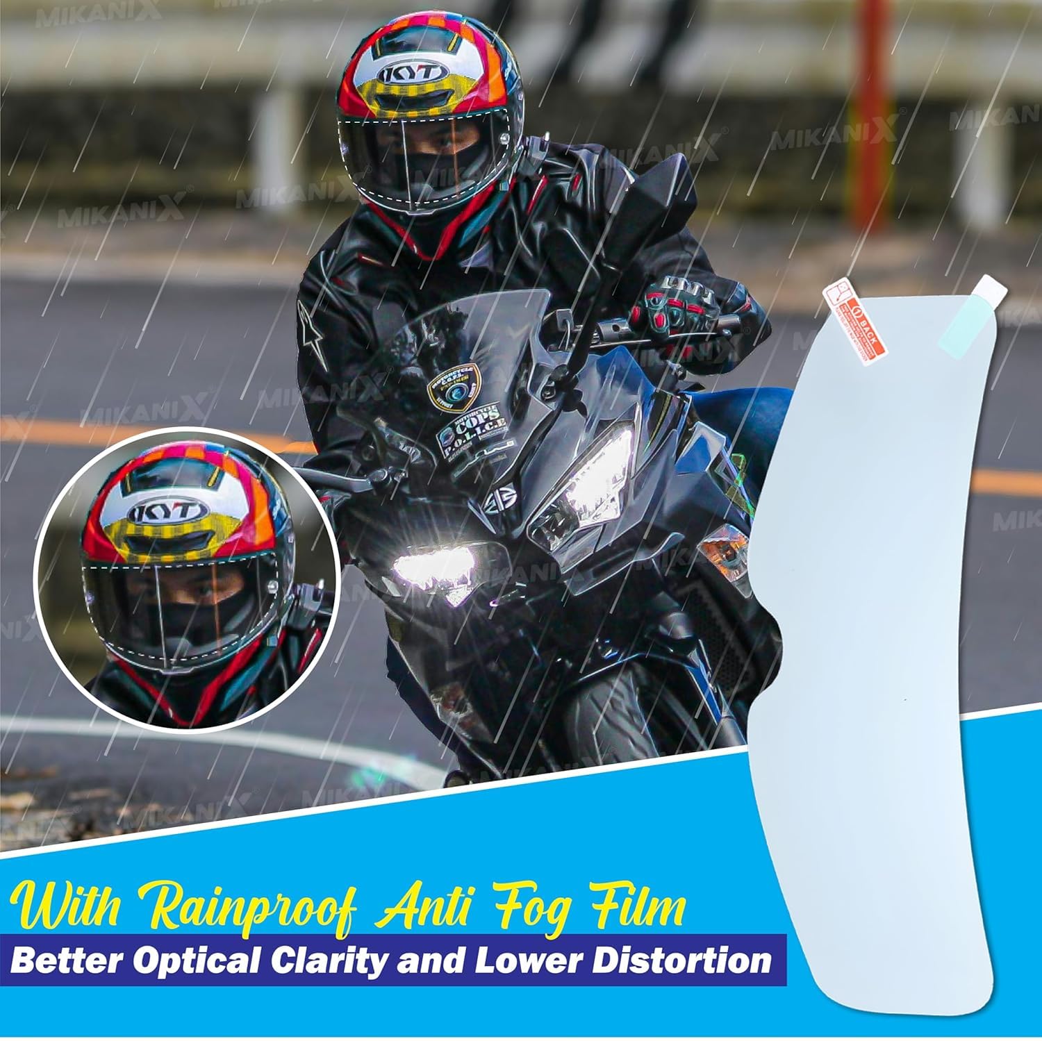 Mikanix Bike Helmet Visor Anti-Fog | Anti-Rain Film Screen Guard | Tempered for Clear Visibility During Foggy | Rainproof Anti- Fog Screen