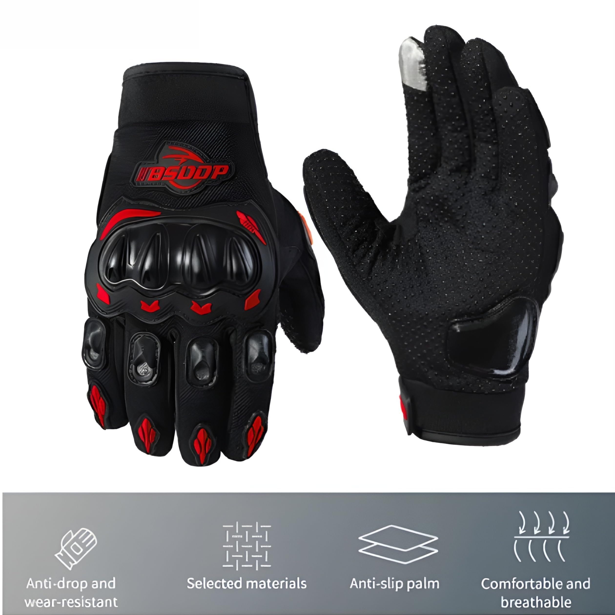 MIKANIX Full Finger Bike Riding Gloves with Touch Screen Sensitivity at Index Finger, Protective Off-Road Motorbike Racing & Cycling Gloves for Men and Women