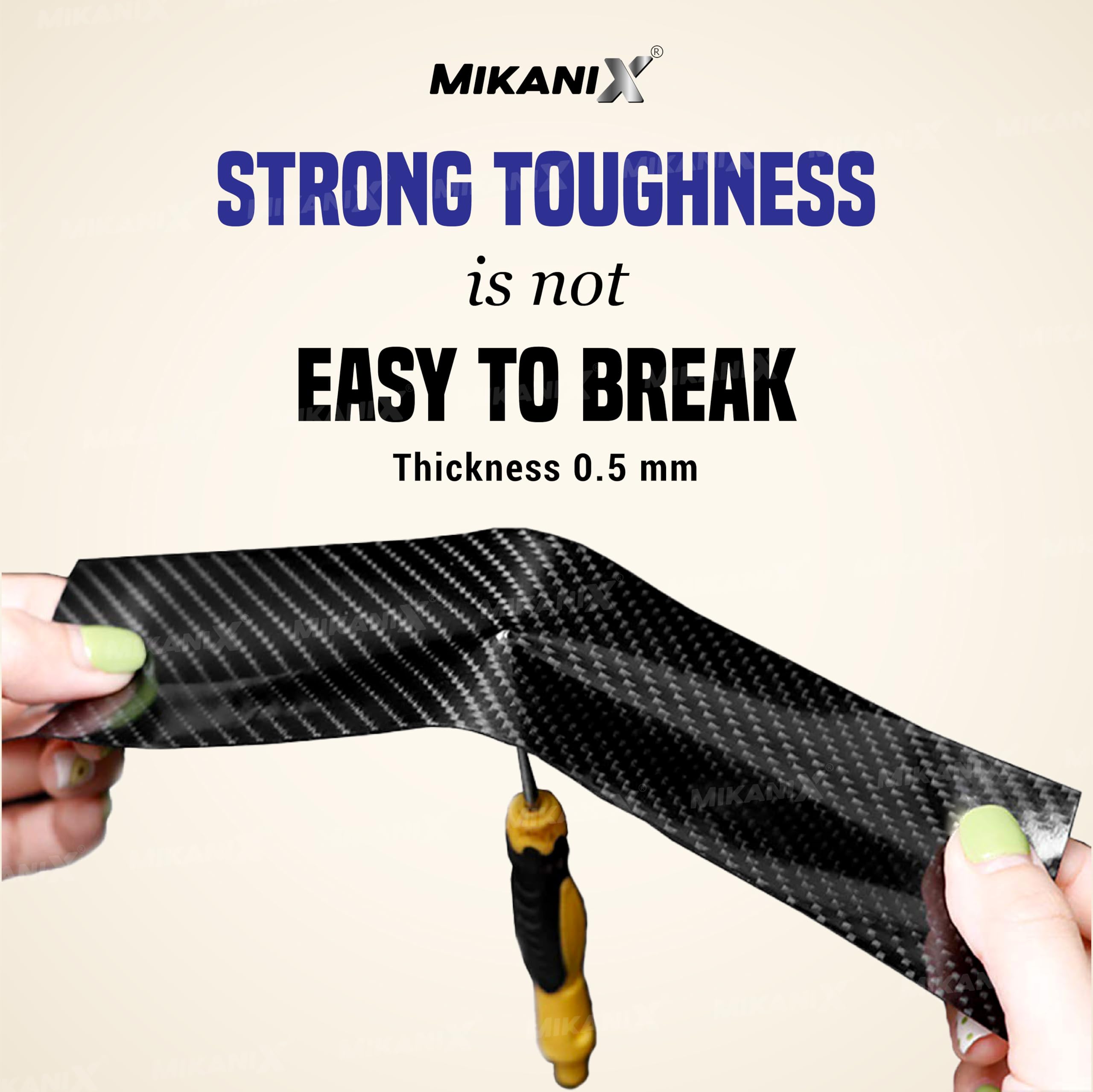 MIKANIX Carbon Fibre High Gloss Anti Scratch Strips Protection Tape, Film Tape Car Door Edge Guard Sticker Universal Car Door, Bumper Protector Strip