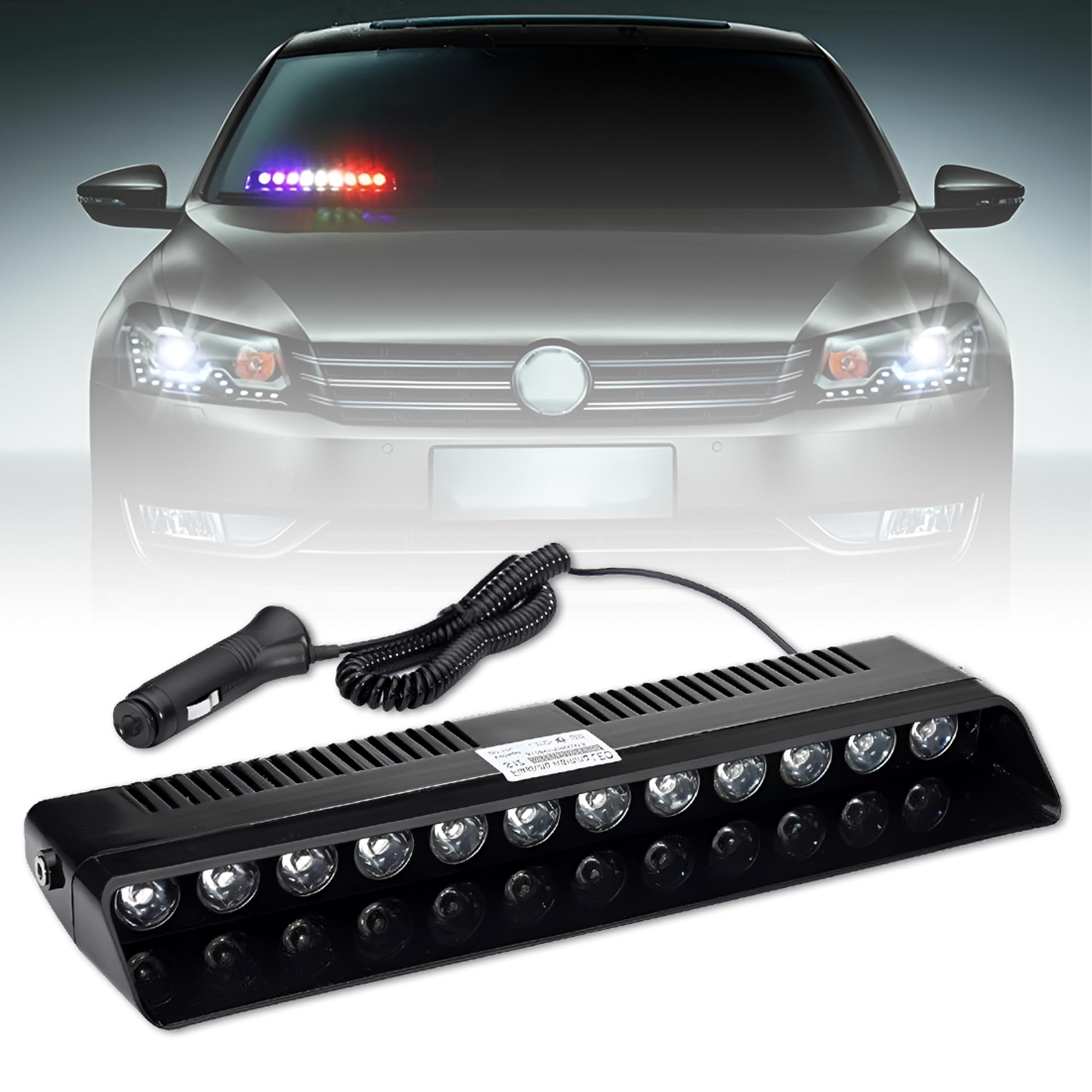 MIKANIX 12 LED Red & Blue Police PCR Strobe Flasher Light With 11 Flashing Mode | Warning & Emergency Lamp Light for All Cars
