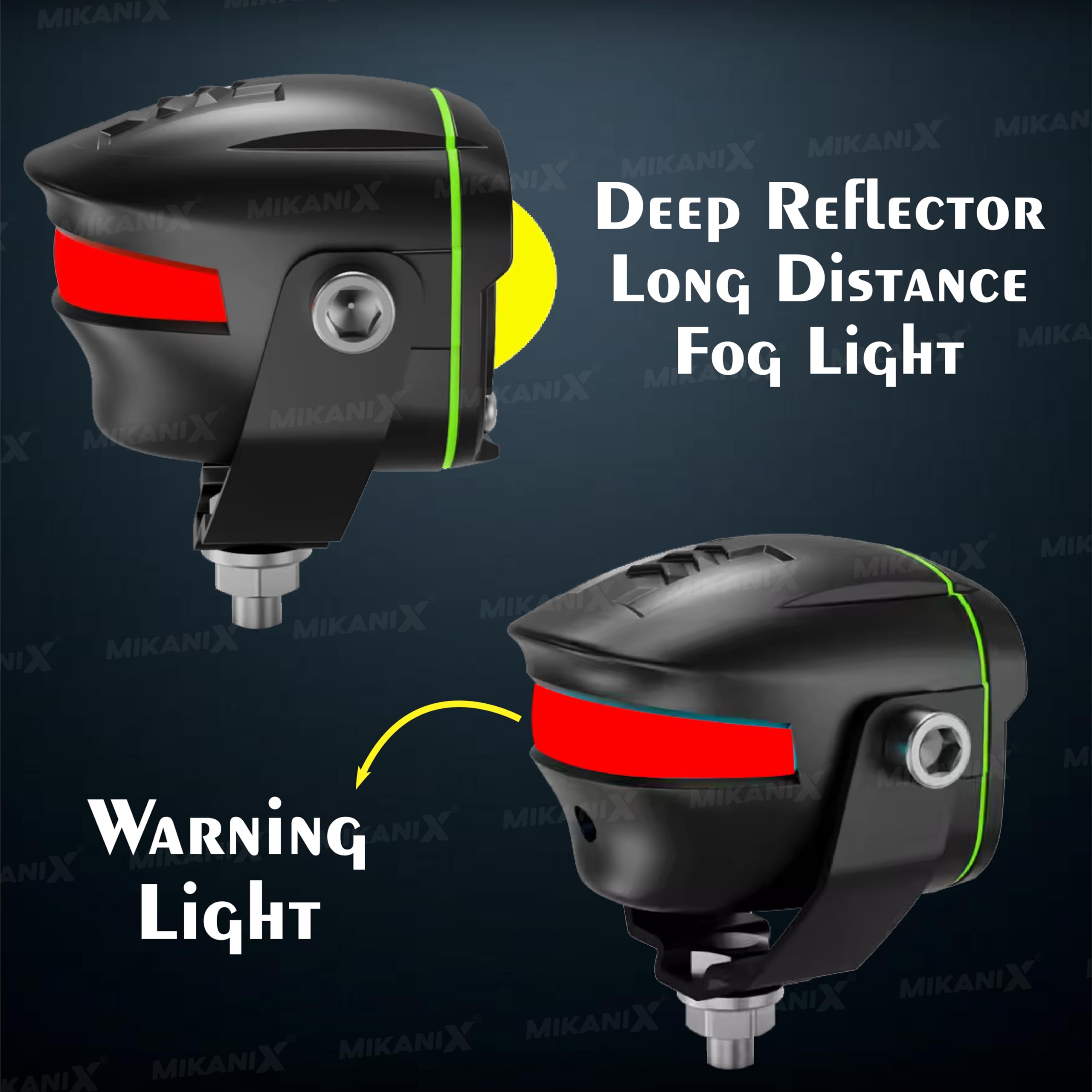 MIKANIX Super Bright LED Fog Light Lamp | Spot Light With Dual Color White/Yellow | High & Low Beam For Car, Bike, Scooty & ATVs