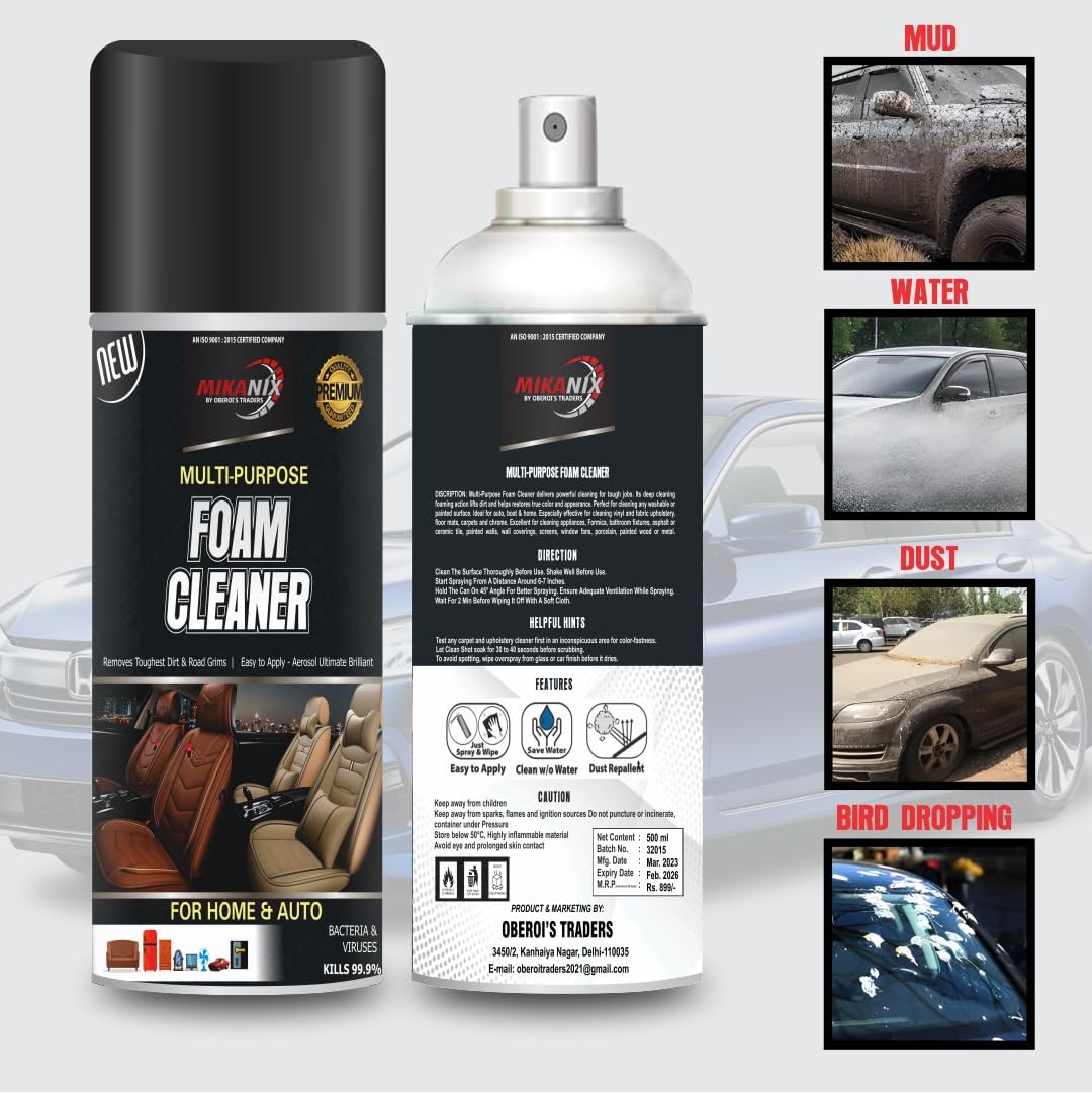 OBEROI'S TRADERS Combo Pack of Car AC Vent & Duct Cleaner Foam Spray + Dashboard Polish Foam Cleaner | For Car, Sofa, Seat & Home AC Interior Cleaning