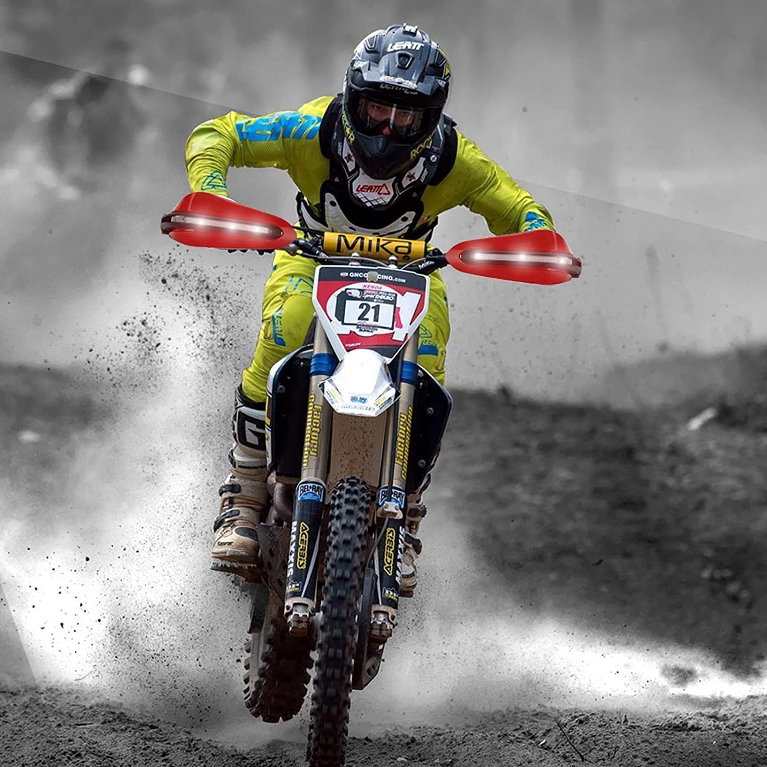 MIKANIX Motorcycle Universal Hand Guard/Brake, Clutch Lever Guard/Wind Deflector With Drl Led Light For All Bikes