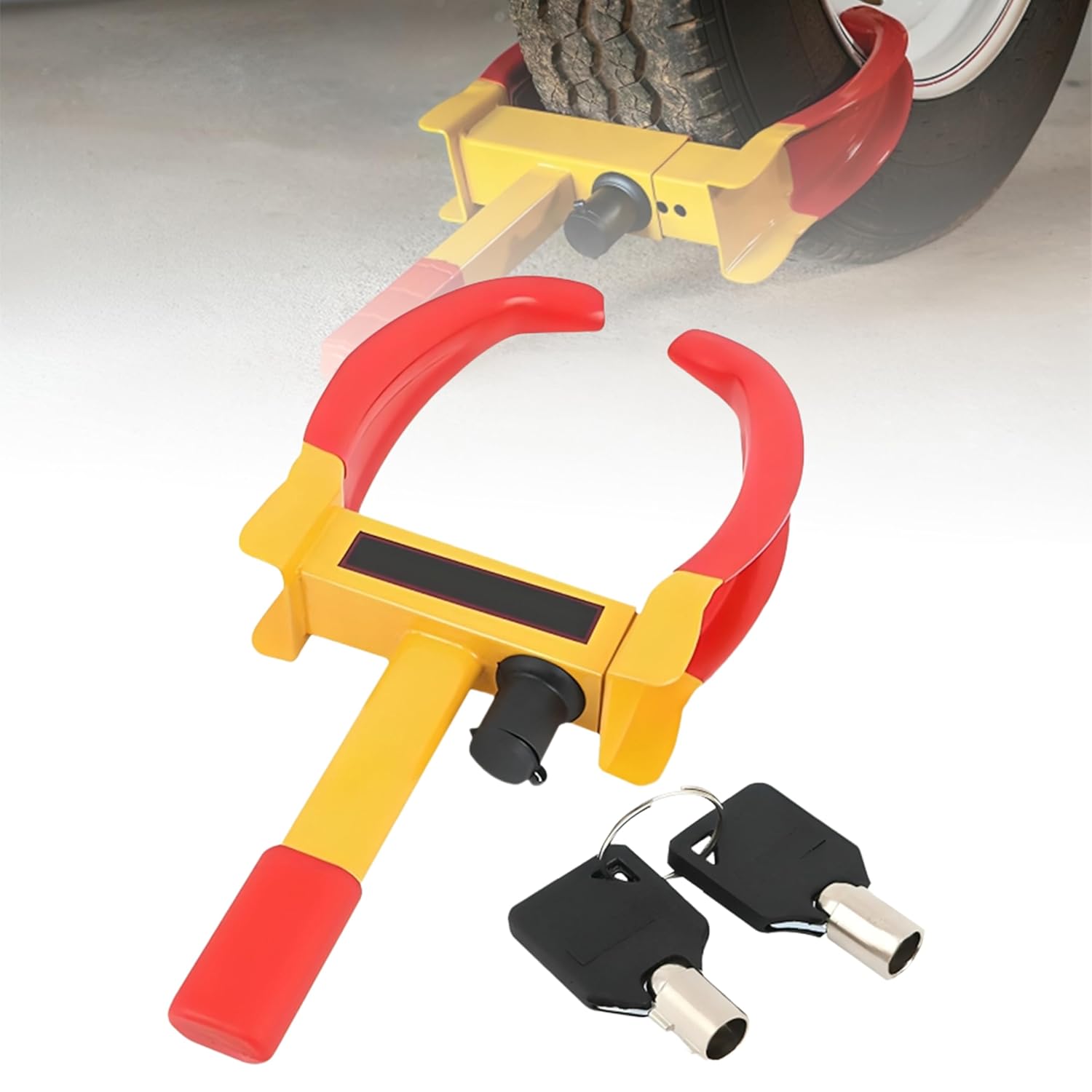 1 Year Warranty Heavy Duty Car Tyre Wheel Security Lock Clamp Anti-Theft Towing Parking Boot Tire Claw Adjustable for Auto, Car, & Truck with Two Keys