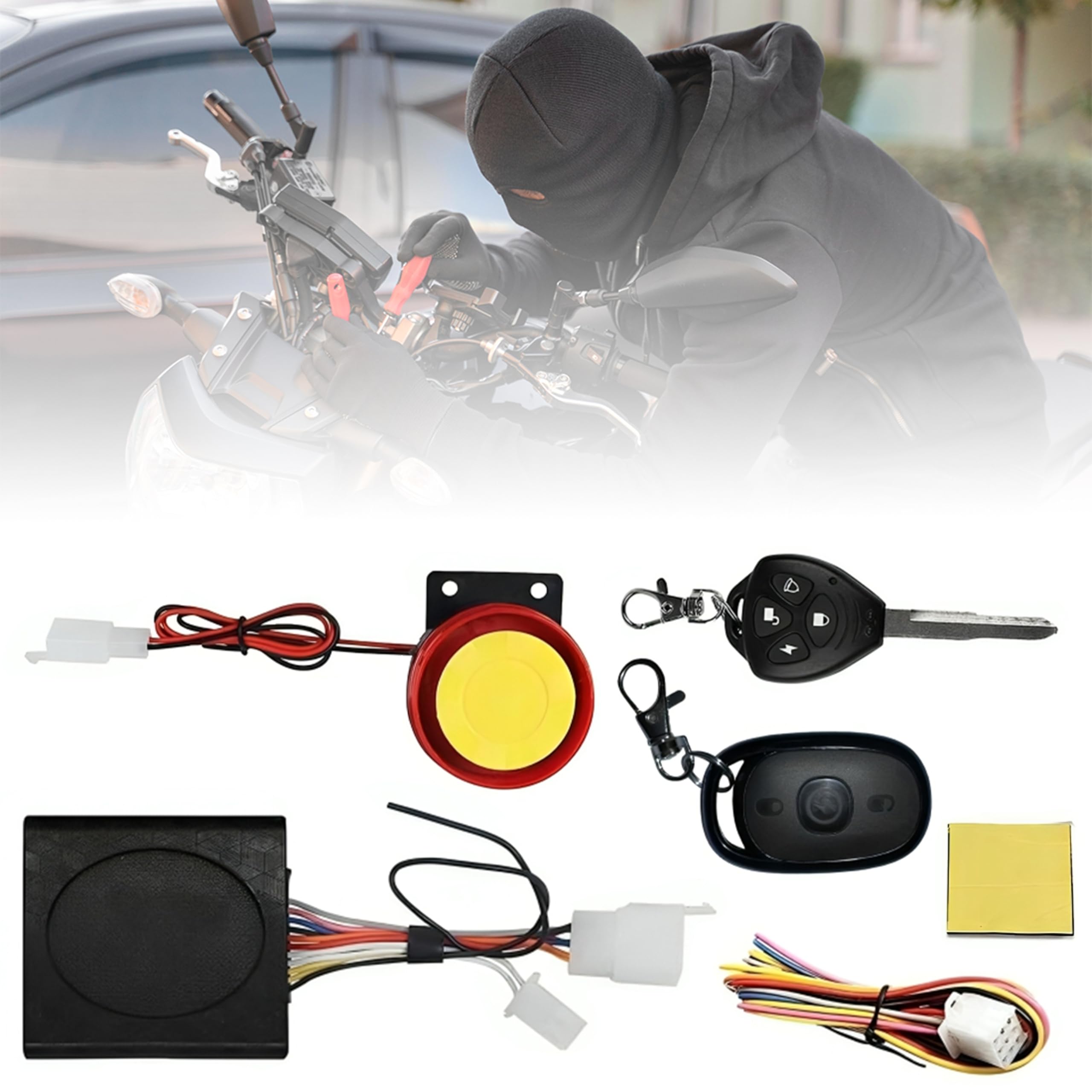 OBEROI'S TRADERS Anti Theft Motorcycle Security Alarm System with 2 Remotes for Bike Scooter Protection Engine Start