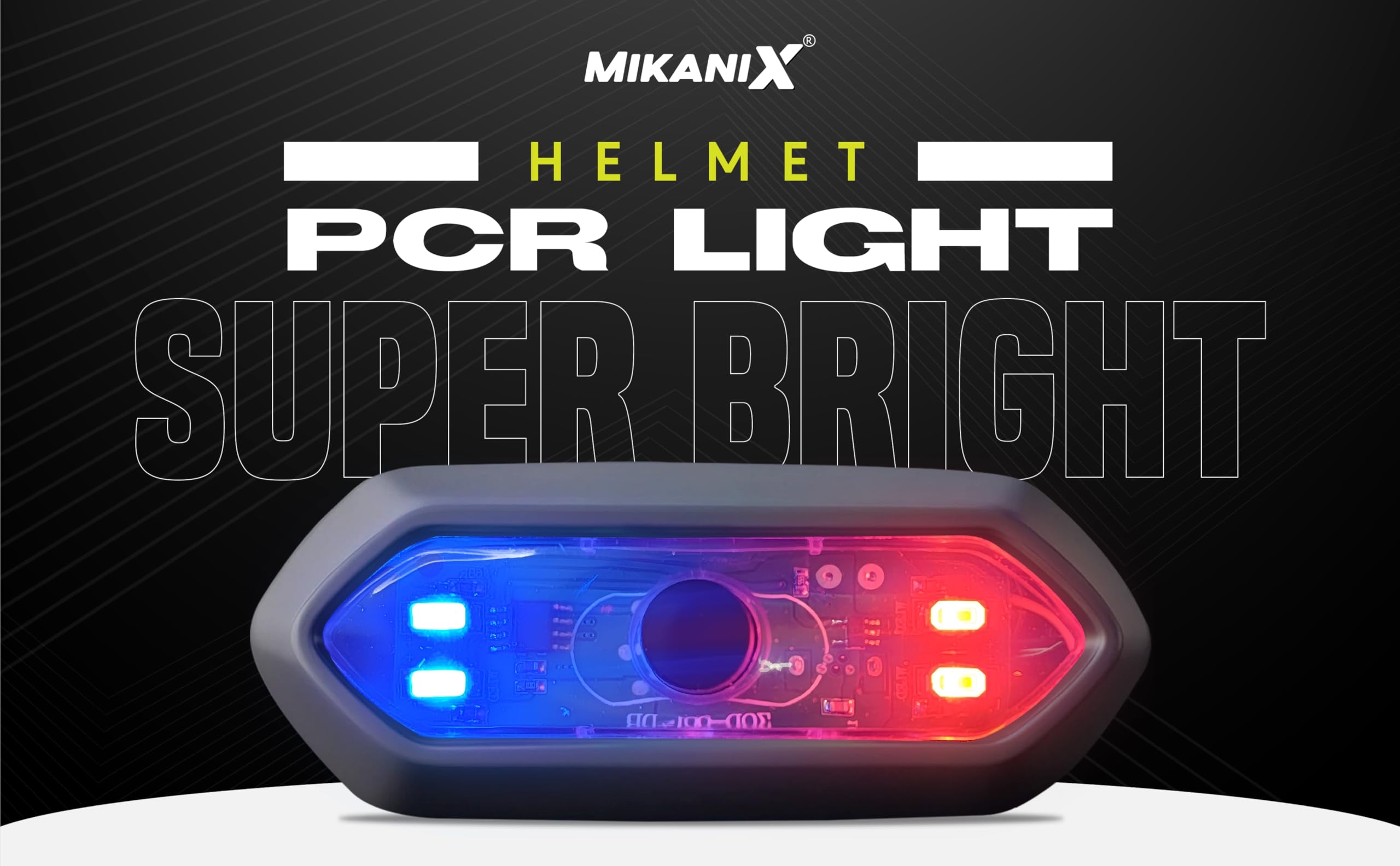 MIKANIX Combo Pack of 2 ABS Universal Helmet Safety LED Lights I 1 Blue-Red PCR Emergency Light & 1 Red Safety Warning Light for Night Riding and Visibility