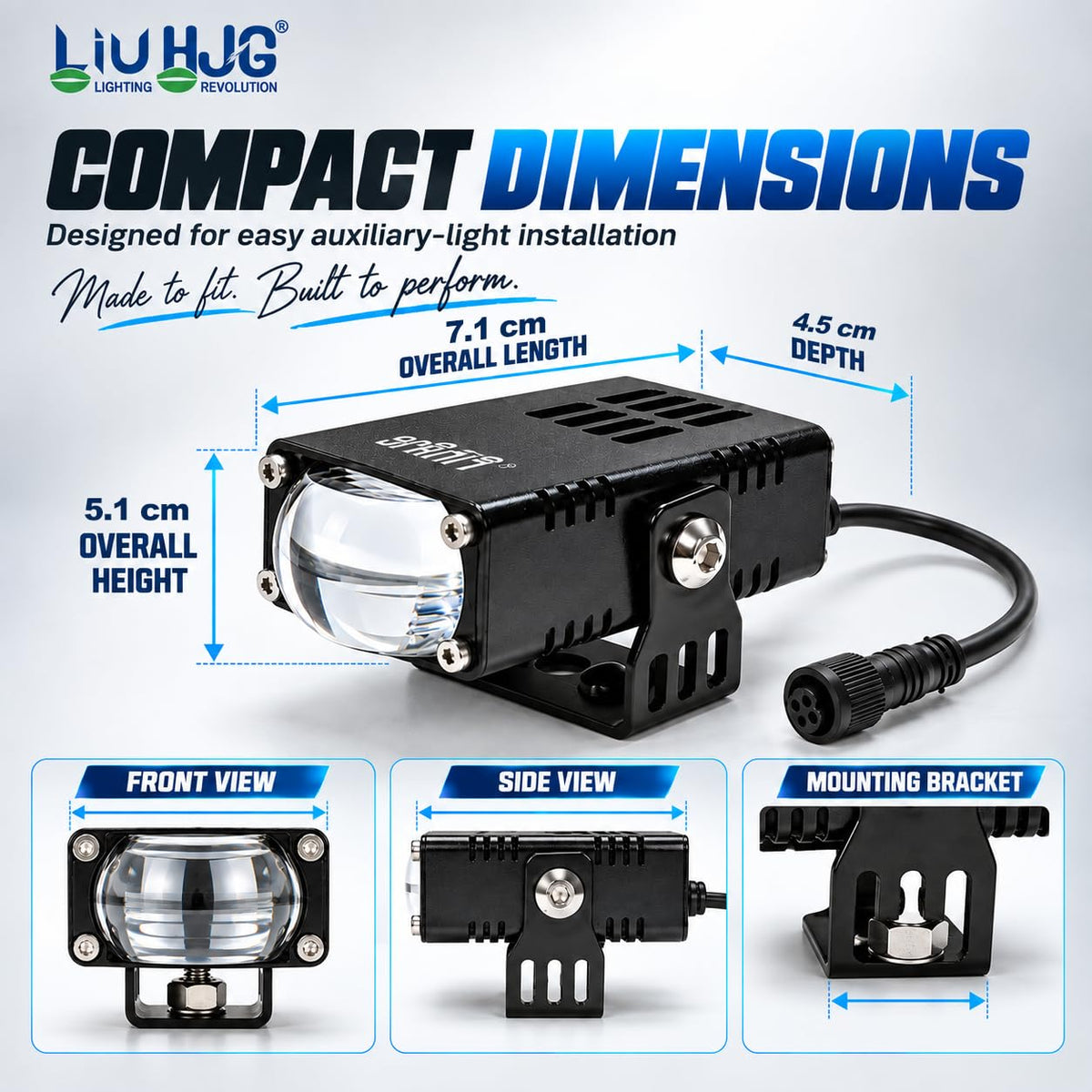 MIKANIX LIU HJG 60W Mini Driving Light | Universal LED Fog Lights for Motorcycle & Car with Devil's Eye | Super Bright Auxiliary Projector Lamp (Set of 2)