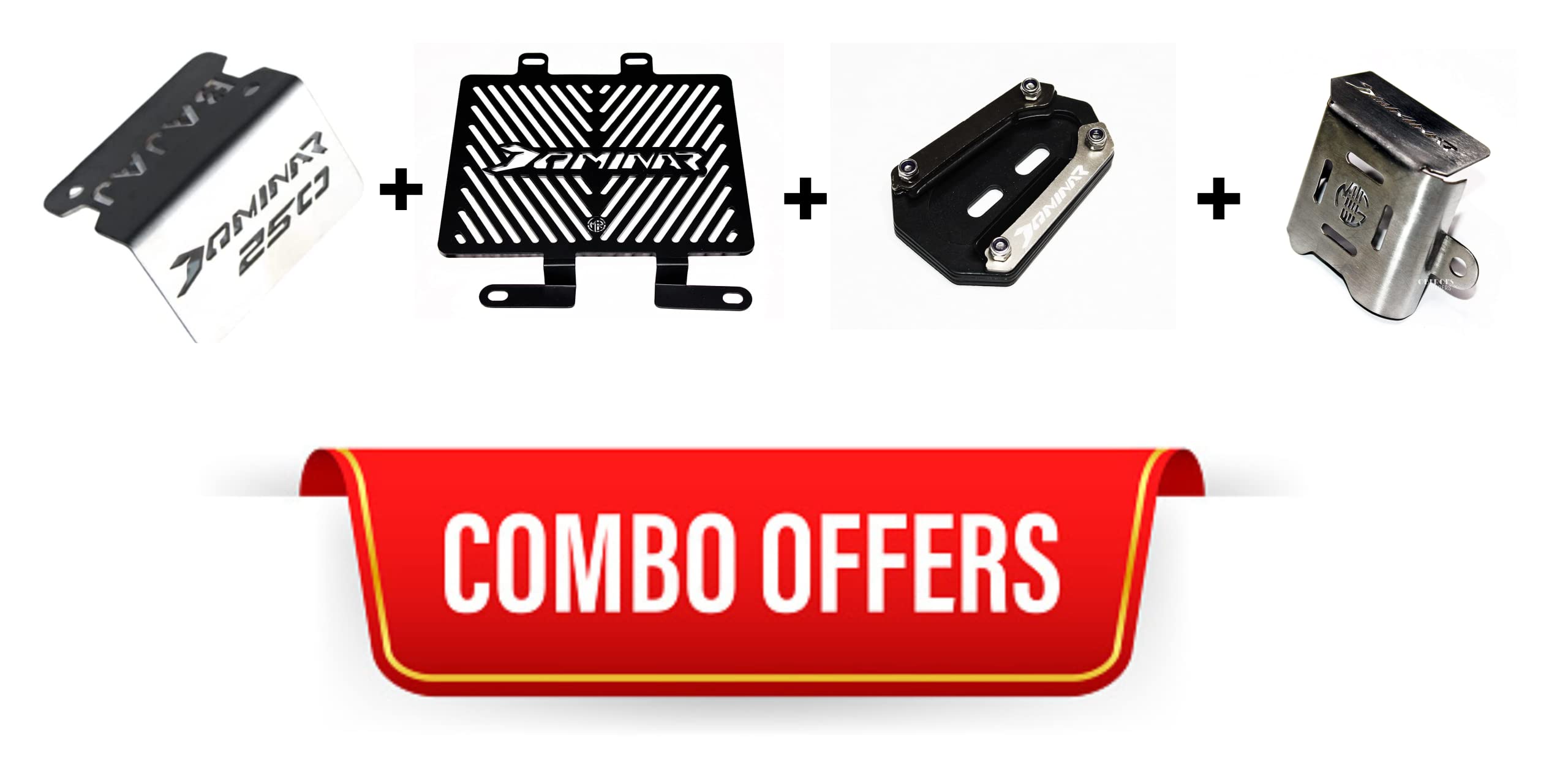 MIKANIX Dominar 250 Bike Radiator Guard Grill, Front Oil Cap Guard, Side Stand Extender and Rear Oil Container Guard Motorcycle Accessories Combo