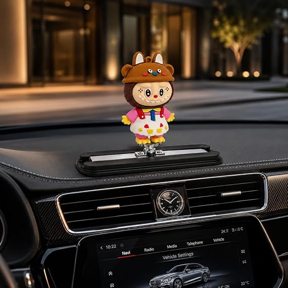 MIKANIX Auto Sliding Car Dashboard Decoration Cute Anime Pooh Character Moving Ornament Interior Accessory
