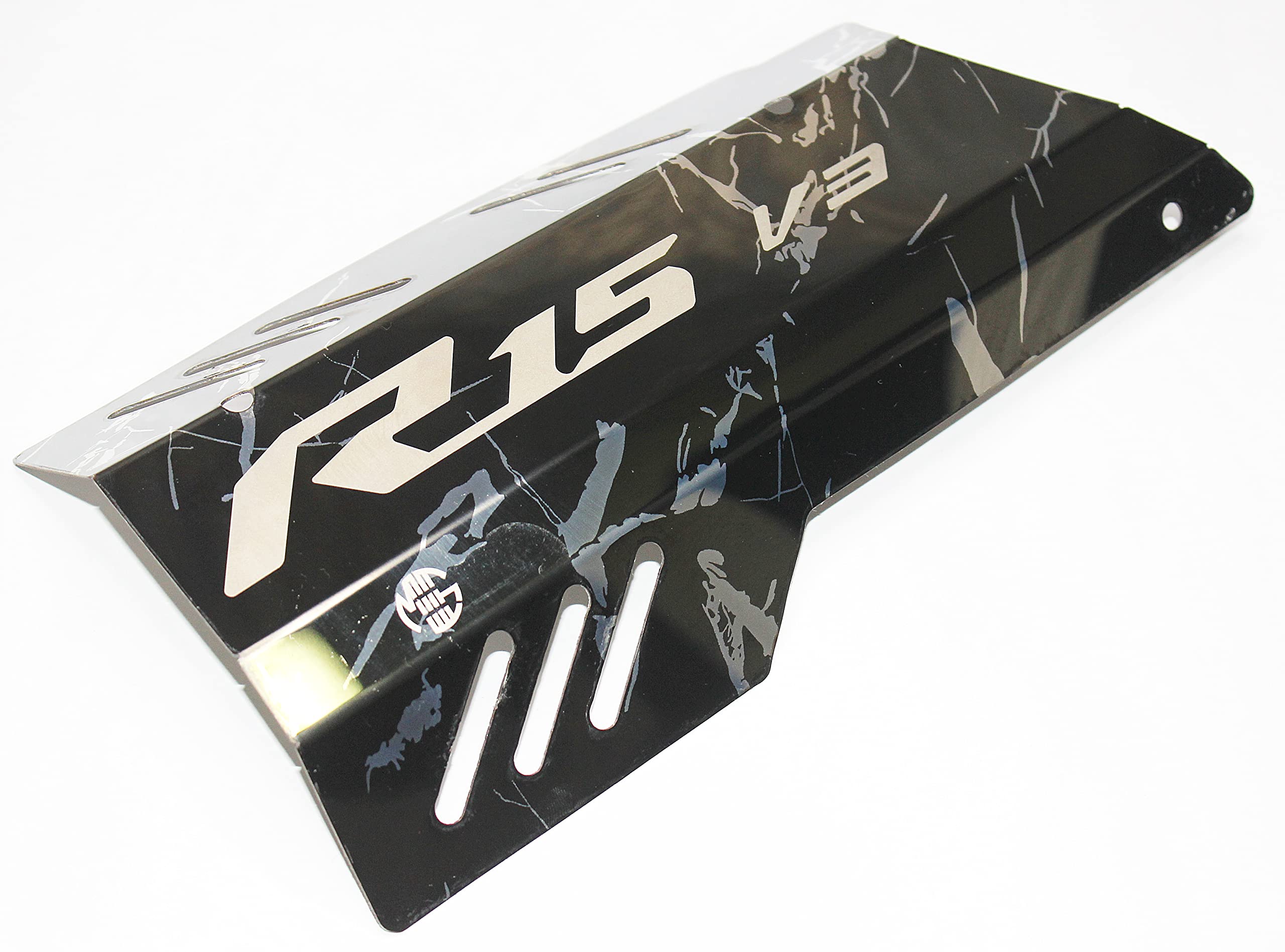 OBEROI'S TRADERS Premium R15 Exhaust Muffler Protector, Heat Shield Cover Guard, Anti-Scalding Cover fit Yamaha YZF R15 V3 Bike Exhaust Heat Shield (Strip Style)