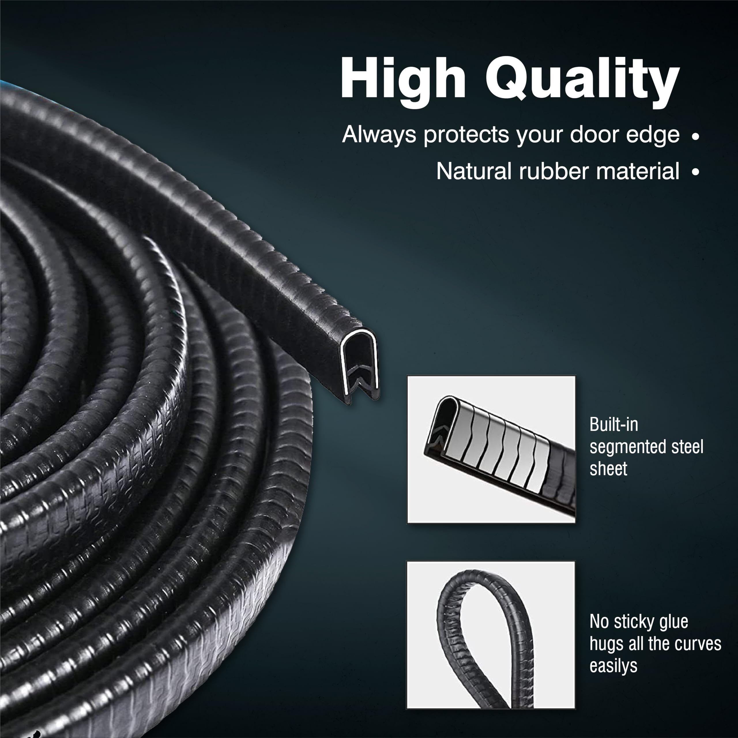 MIKANIX Universal Car Door Edge Protector Strip (5m) | Flexible Rubber Door Guard Trim | Scratch & Dent Protection for Car Doors Soft Seal Strip