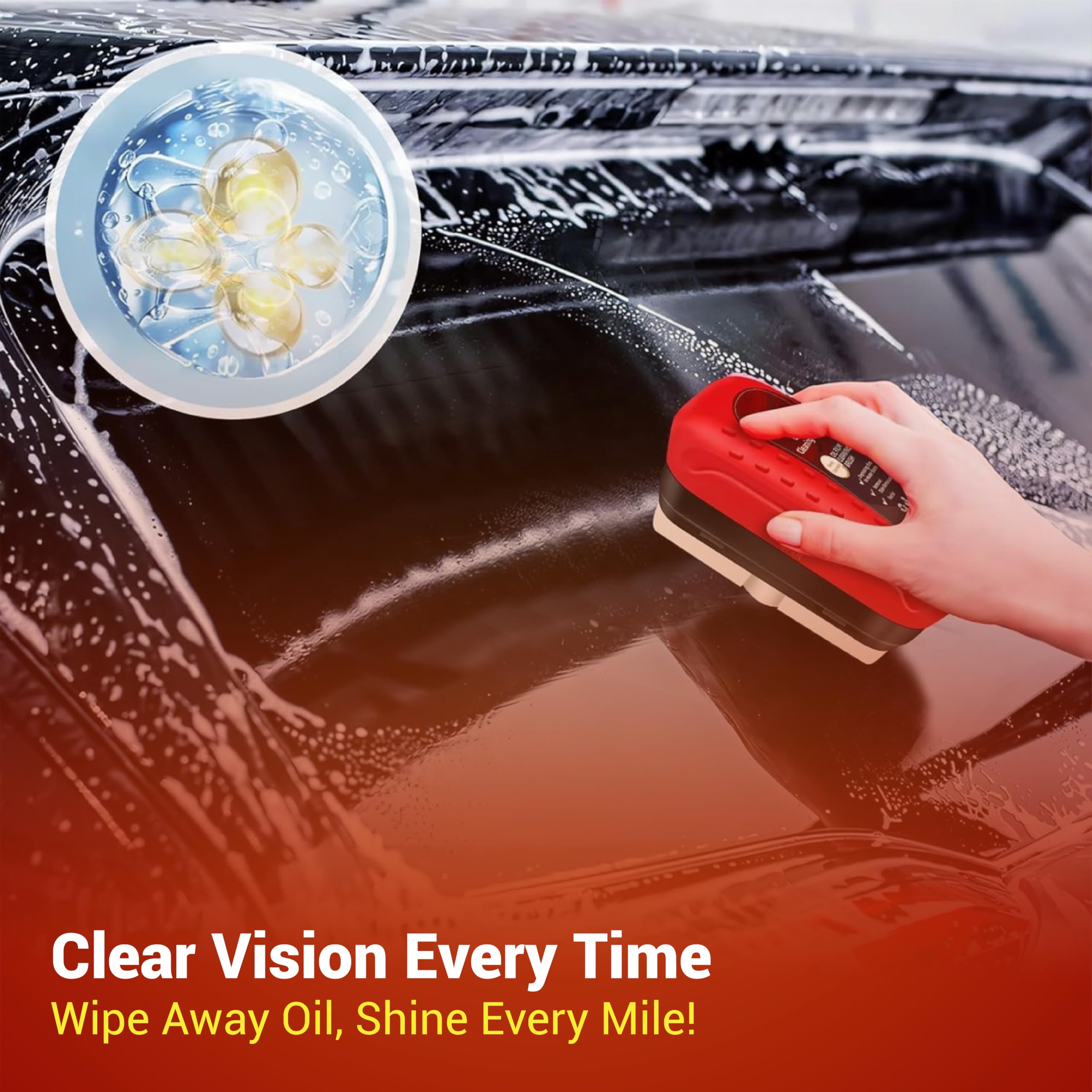 Car Glass Oil Film Remover Cleaning Brush | Automotive Windshield Cleaner Board | Powerful Oil Film Cleaner for Clear View, Anti-Glare, and Enhanced Driving Safety