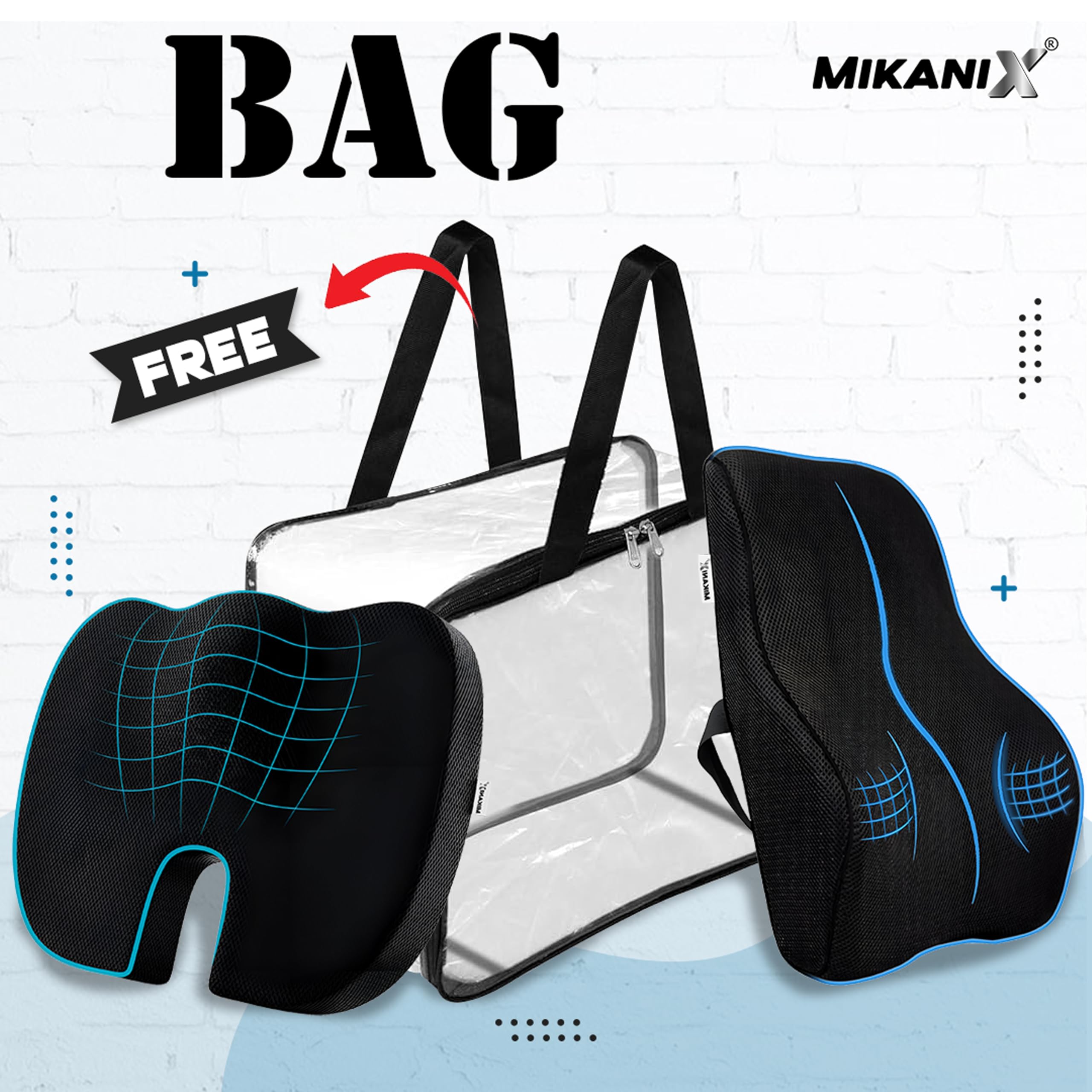 OBEROI'S TRADERS 2 Years Warranty Back Lumbar Support & Orthopedic Coccyx Seat Cushion Combo for Car Seat, Office & Home to Relief Back, Sciatica & Hip Pain and Posture Correction