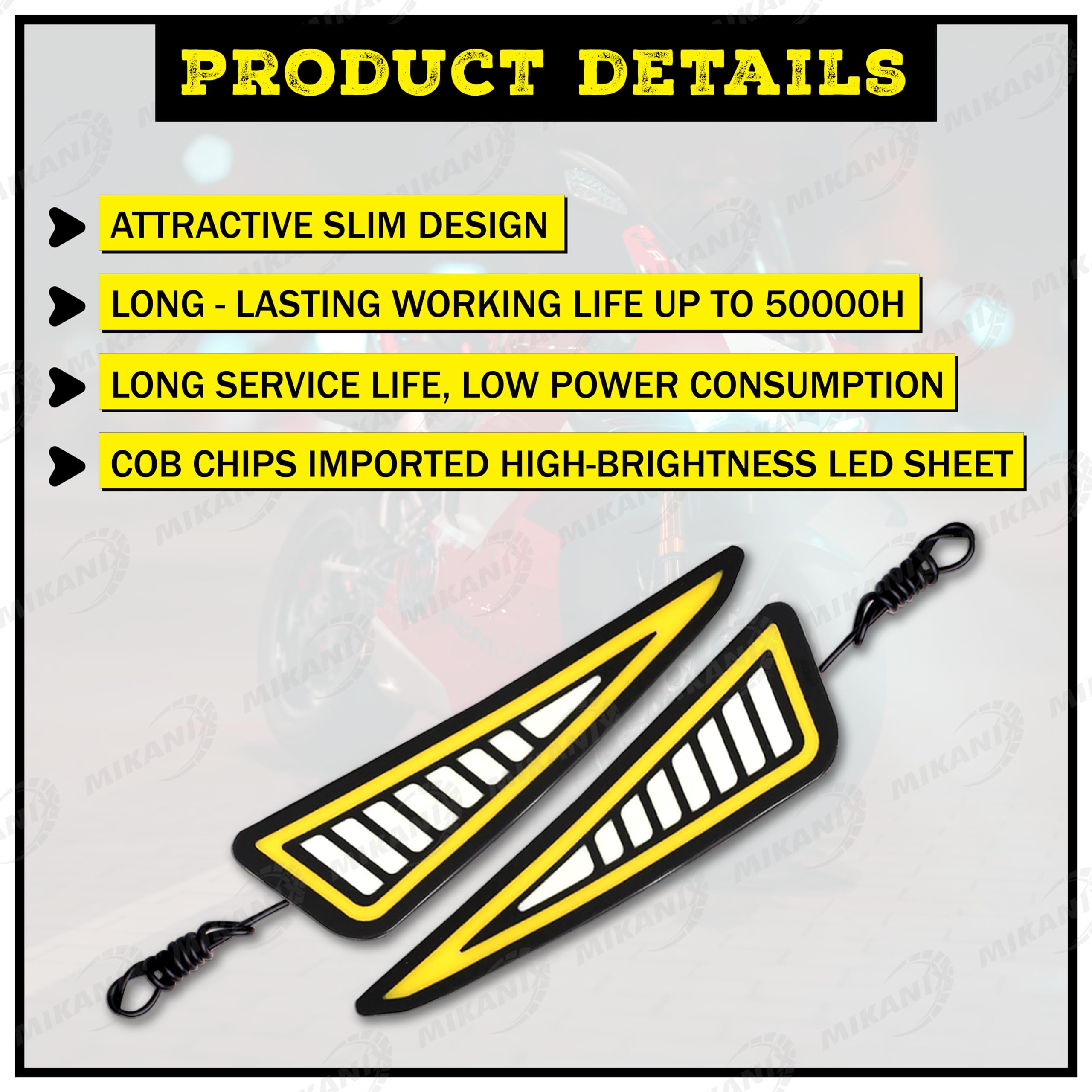 MIKANIX Waterproof Flexible Strip Rear Drl Light With Running Led Indicator For Bike