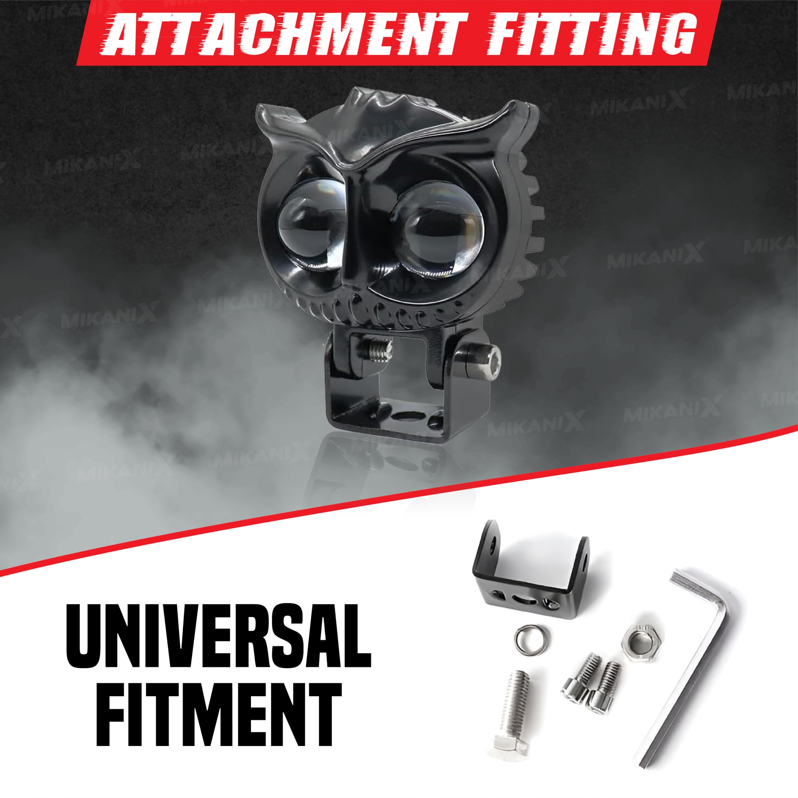 MIKANIX 1 YEAR WARRANTY 2 Led OWL Shape Fog White/Yellow light High & Low Beam | Flashing Mode With On-Off Switch Fog Lamp, Dash Light For Motorbike, Car, Truck, Van LED