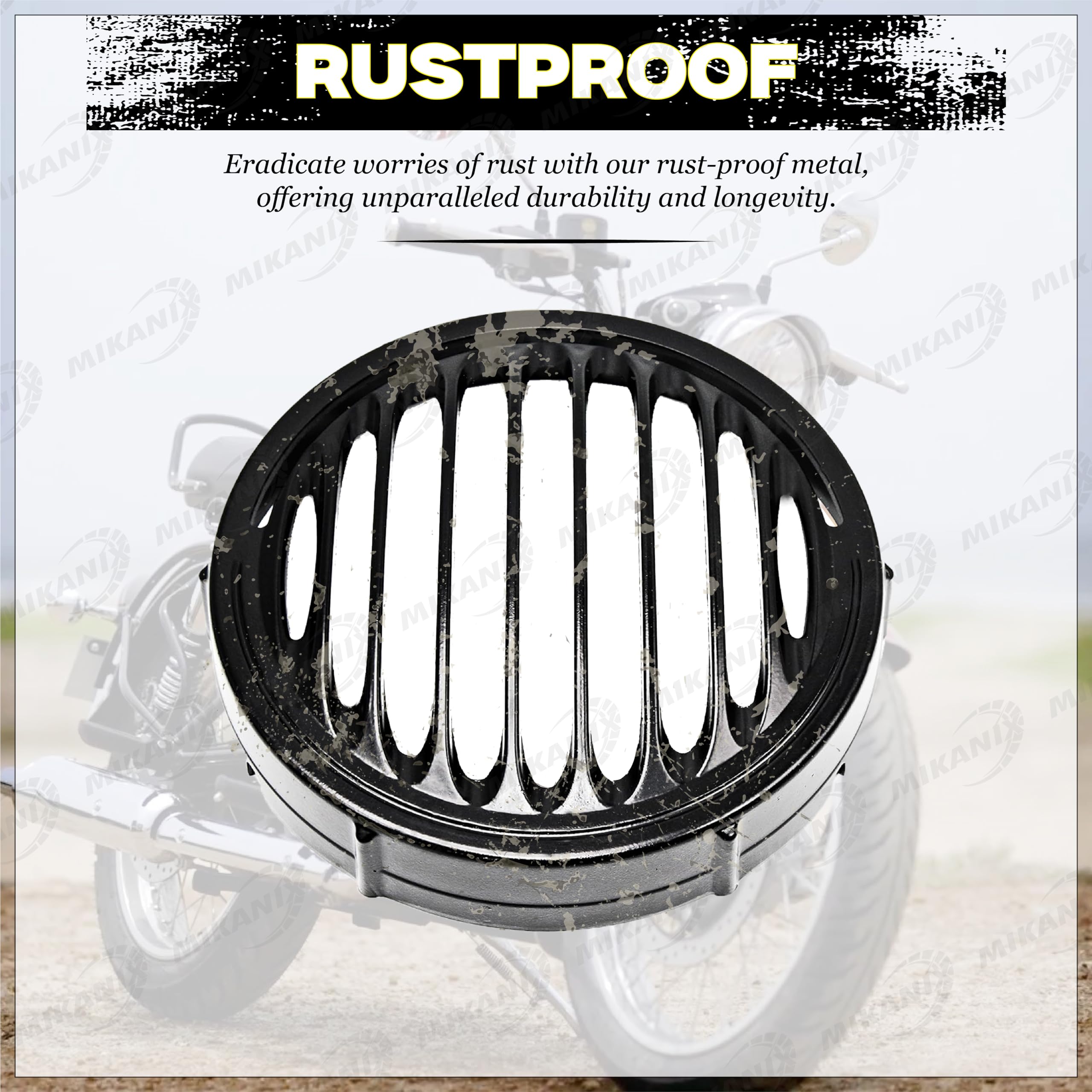 MIKANIX Premium CNC Metal Front Rear Headlight Grill/Jali Cover Set with Tail Lamp, Indicator, Pivot Eyes Cup Compatible Only for Royal Enfield Classic Reborn 350