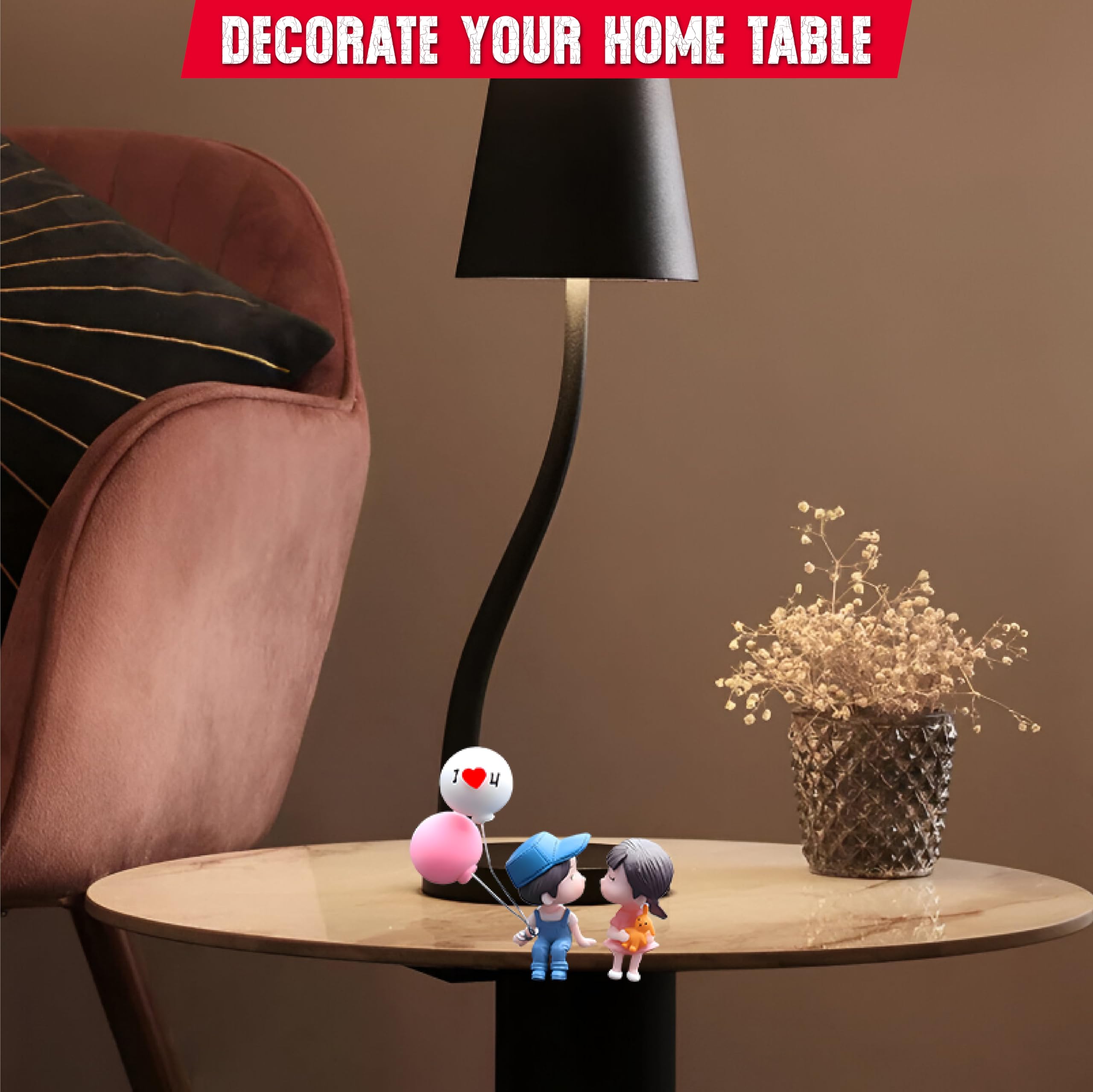 Car Dashboard Combo | Tom & Jerry and Cute Doll with Cute Couple Figurines Holding Balloons | Dashboard Doll, Car Showpiece | Home Office Table Decorative Idol Car Interior Decoration