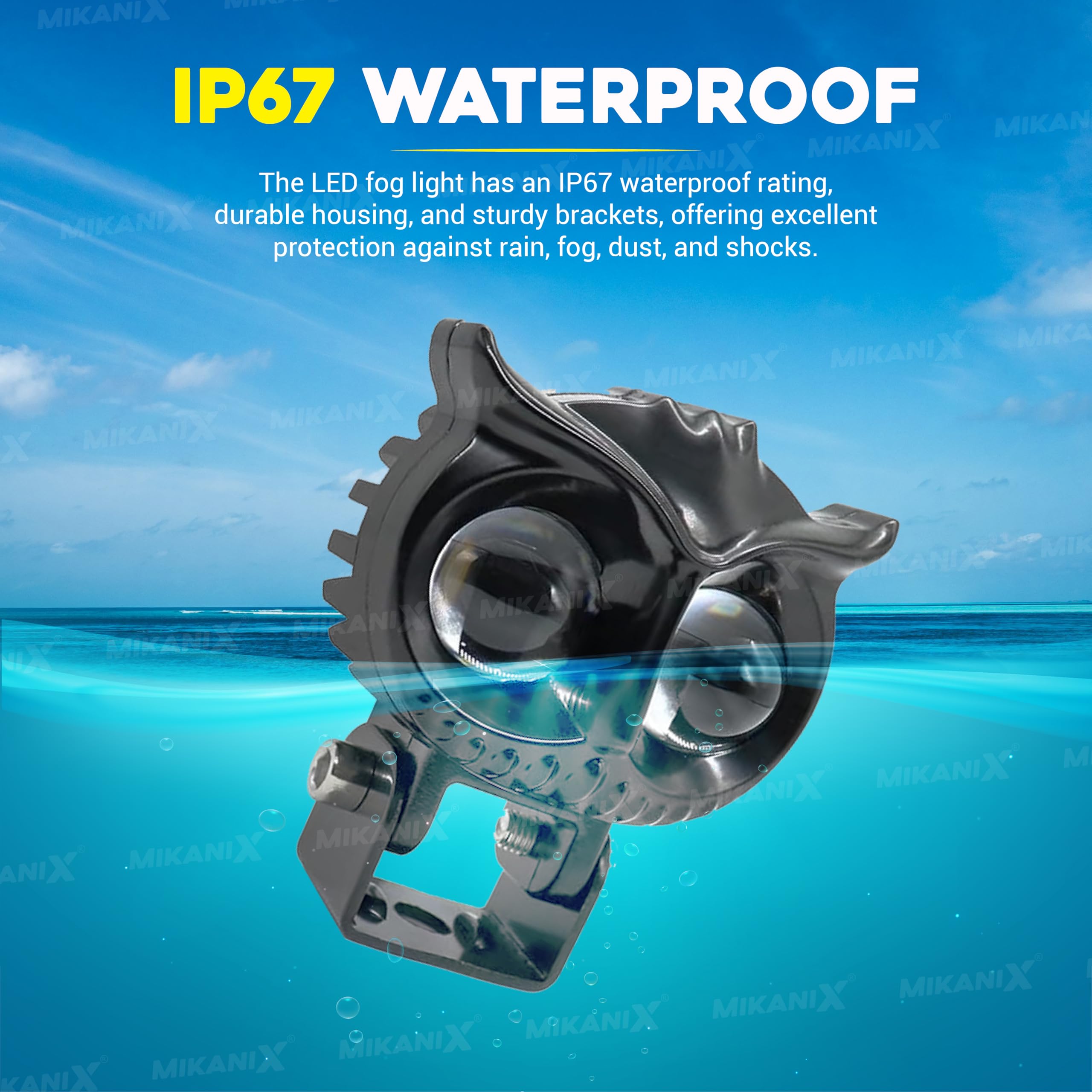 MIKANIX 1 YEAR WARRANTY 2 Led OWL Shape Fog White/Yellow light High & Low Beam | Flashing Mode With On-Off Switch Fog Lamp, Dash Light For Motorbike, Car, Truck, Van LED