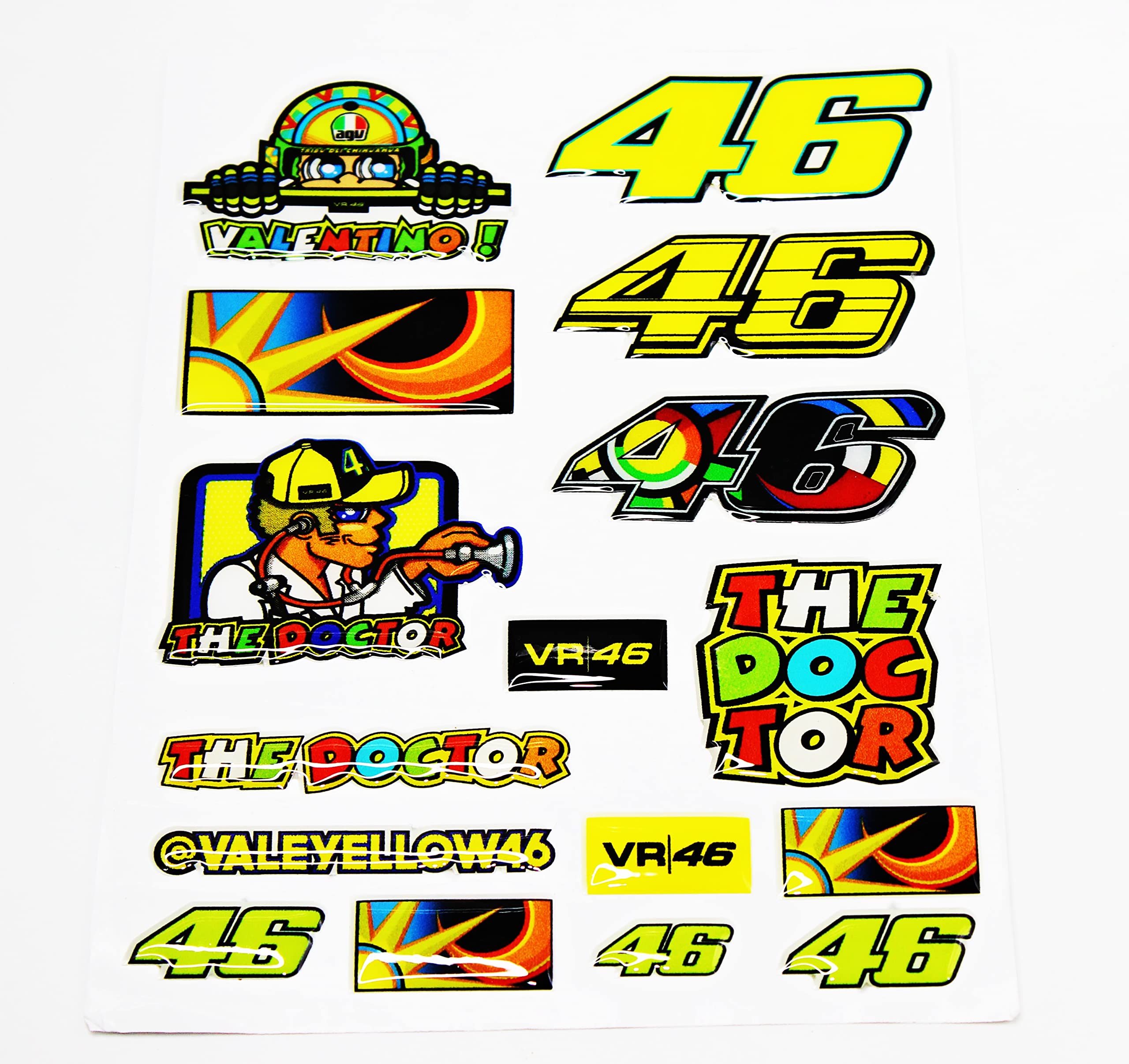 MIKANIX 46 / The Doctor Sticker for Bike, Fuel Tank, Helmet, Car, Bumper Decals Full Sheet for Vehicle Decoration