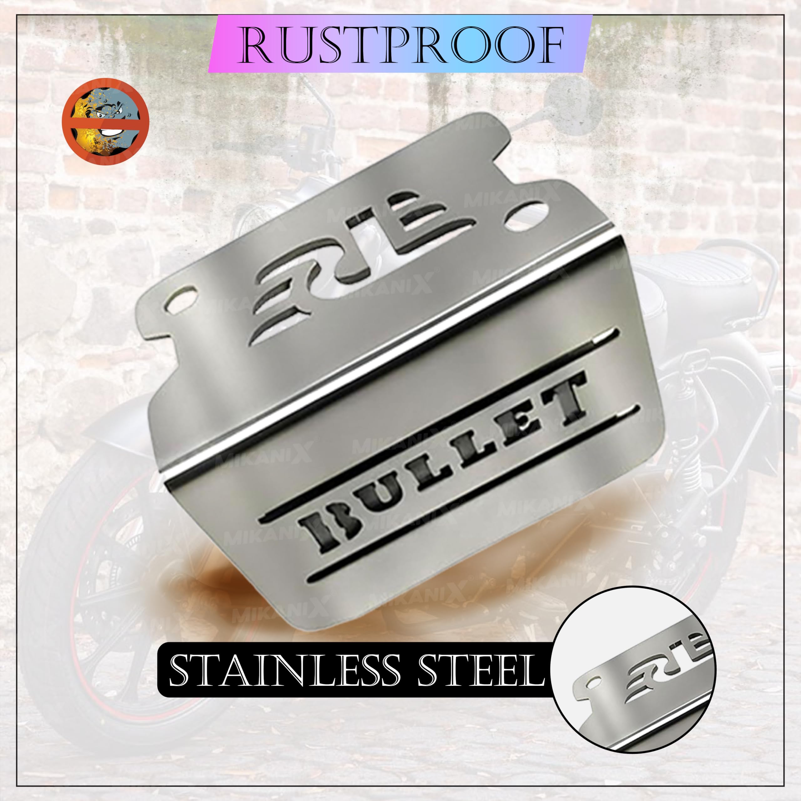 OBEROI'S TRADERS Stainless Steel Disc Brake Fluid Oil Reservoir Cap/Cover Oil Container Guard Compatible with All Royal Enfield Motorcycles