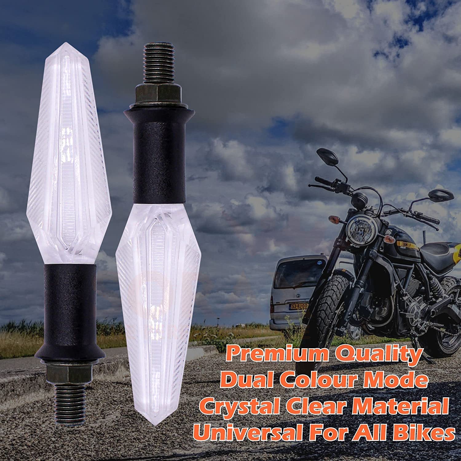 MIKANIX Xpulse 200 Bike Front, Rear Waterproof Turn Signal Crystal LED Indicator Blinker Indicator Light Motorbike LED