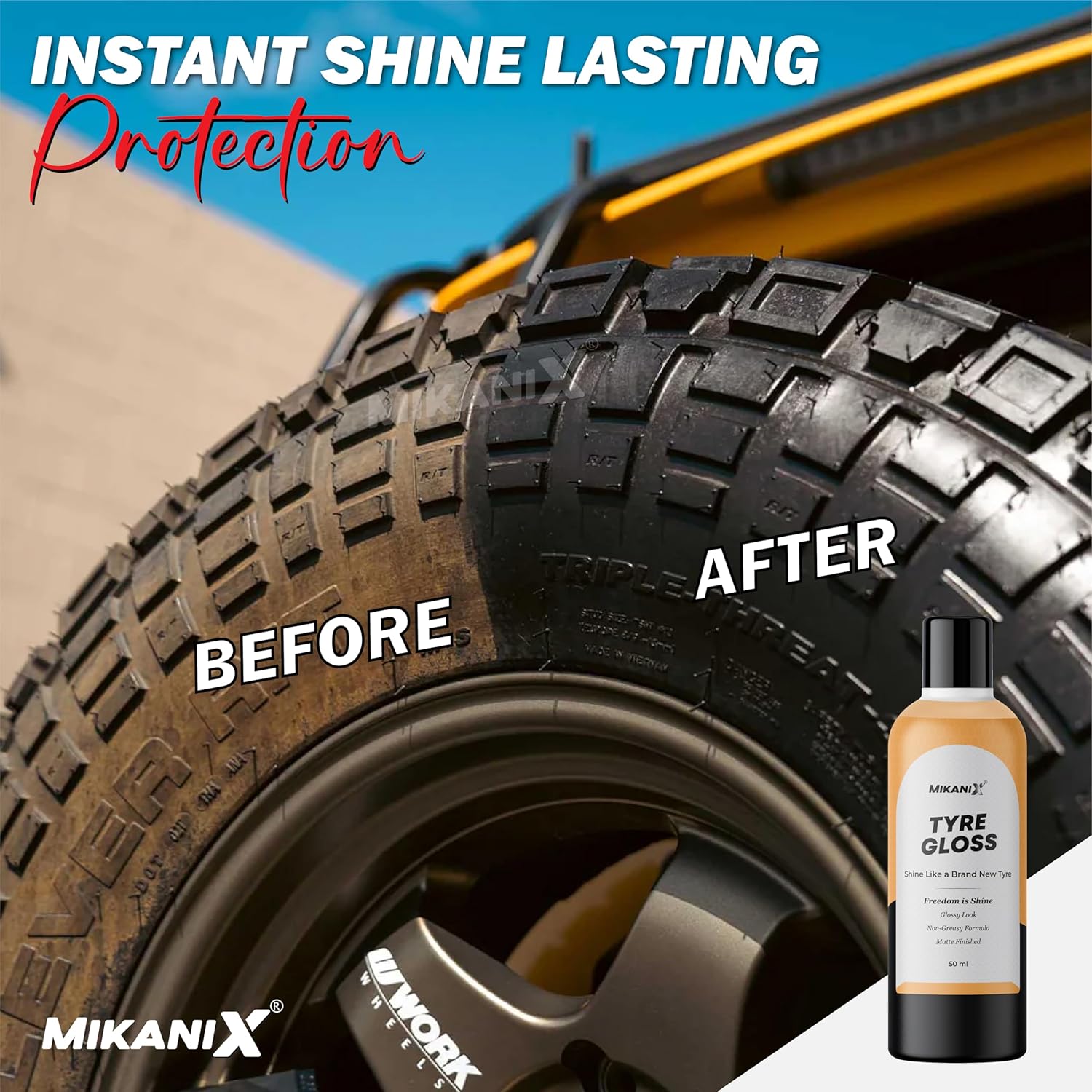 MIKANIX Car Cleaning Kit 11-in-1 Combo | Ceramic Wash, Dashboard Polish, Shampoo, Tyre Gloss, Degreaser, Body Shine, Windshield Wash, Dryclean Solution with Microfiber Cloth & Foam Sponge