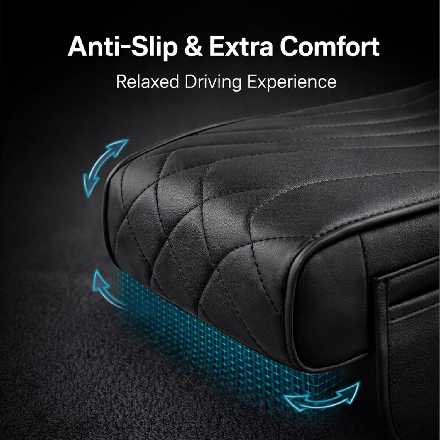MIKANIX Car Console Armrest Cover & Organizer with Dual Cup Holder & Tissue Dispenser | Soft PU Leather Arm Support | Dual Side Pockets for Mobile & Accessories | Universal Fit for All Cars