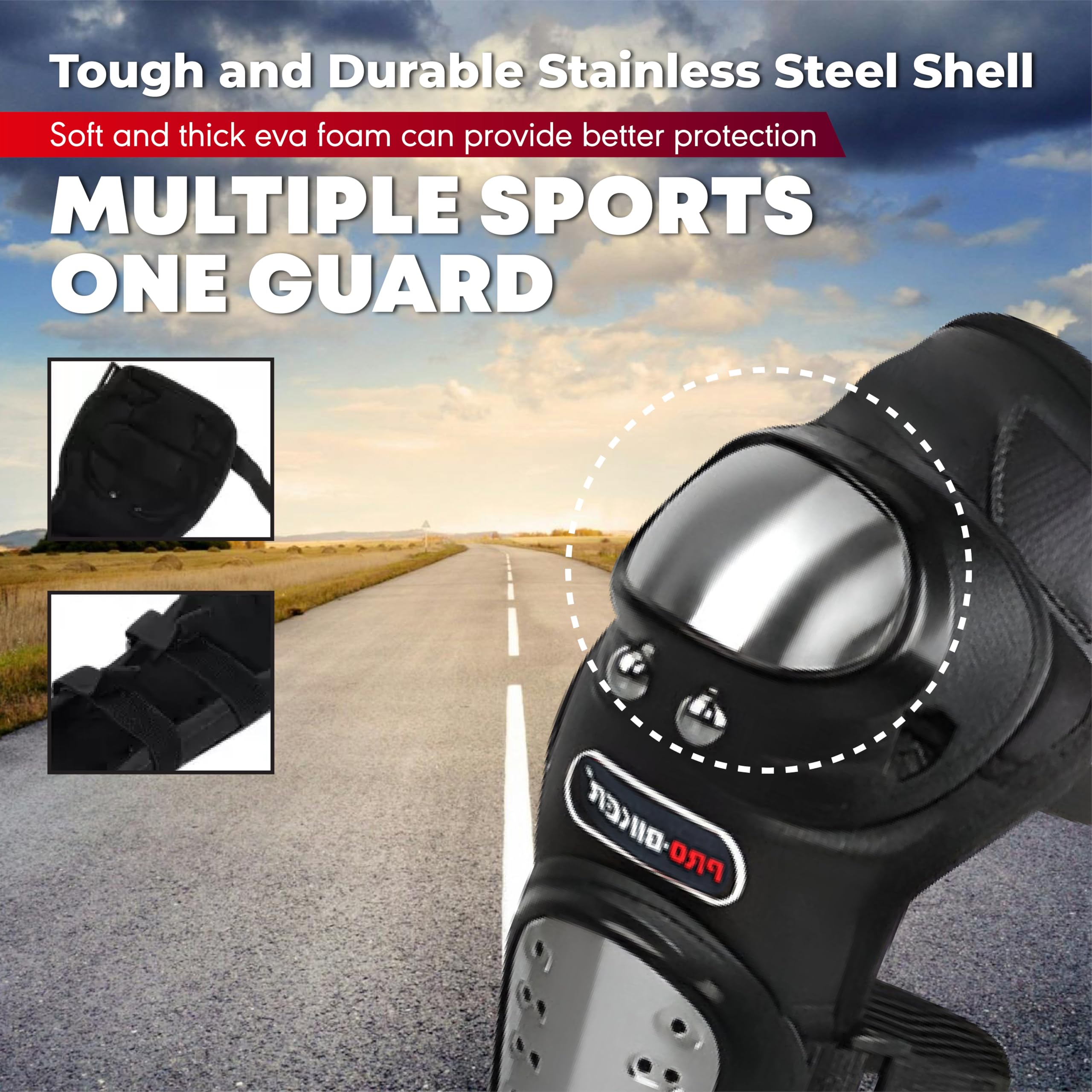 OBEROI'S TRADERS Knee Elbow Guard for Bikers & Riders Stainless Steel with ABS Plastic & Cushioning Pads | Protective Gear for Moto Sports, Skating | Heavy Duty Knee & Elbow Protection for Unisex